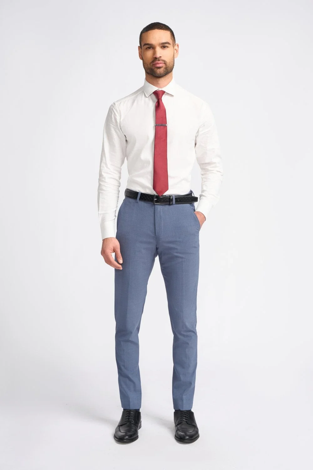 Men’s Wool Mix Double Breasted Slim Fit Suit – VICTORIOUS - Dove - Image 4