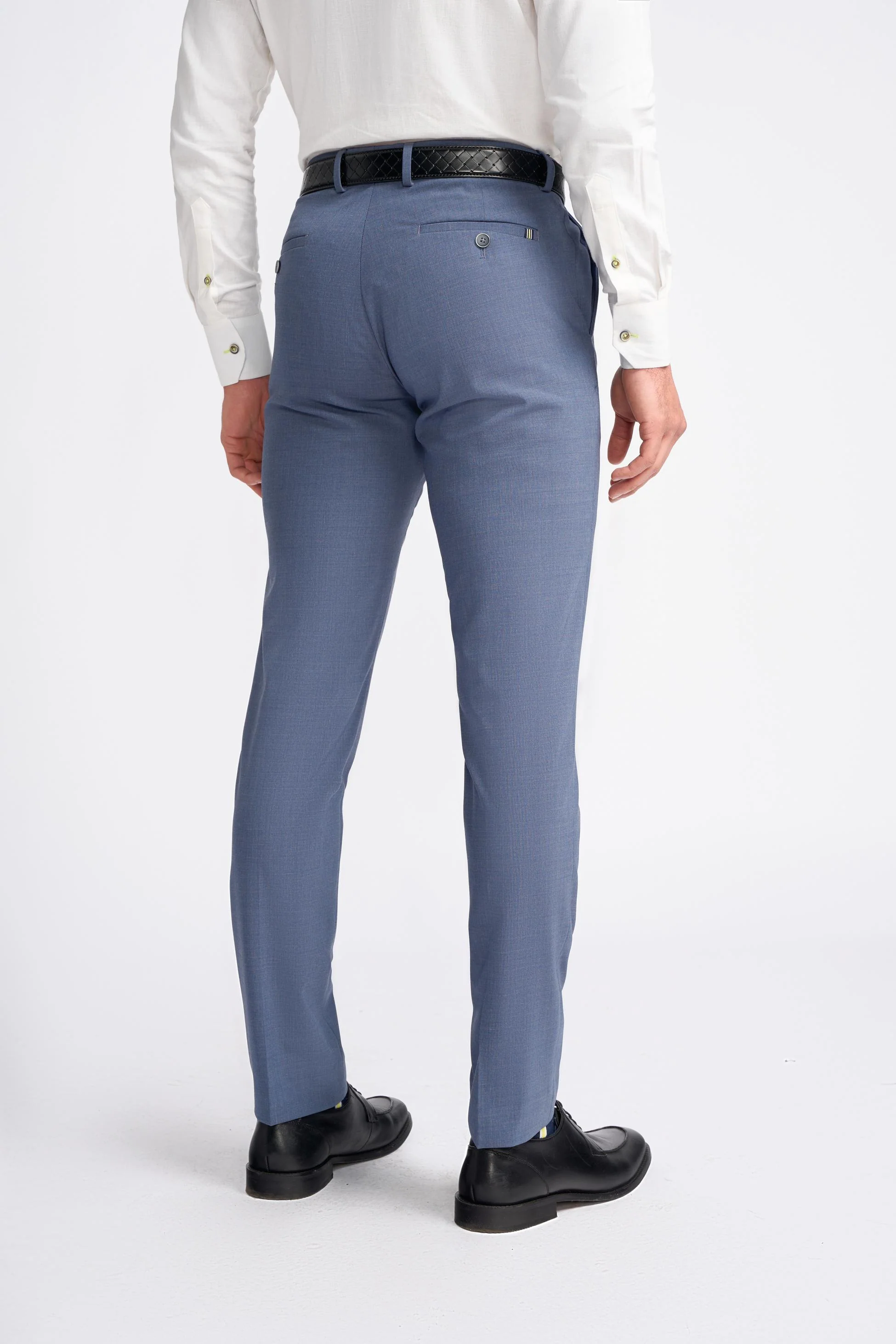 Men’s Wool Mix Slim Fit Trousers – VICTORIOUS - Dove Purple - Image 3