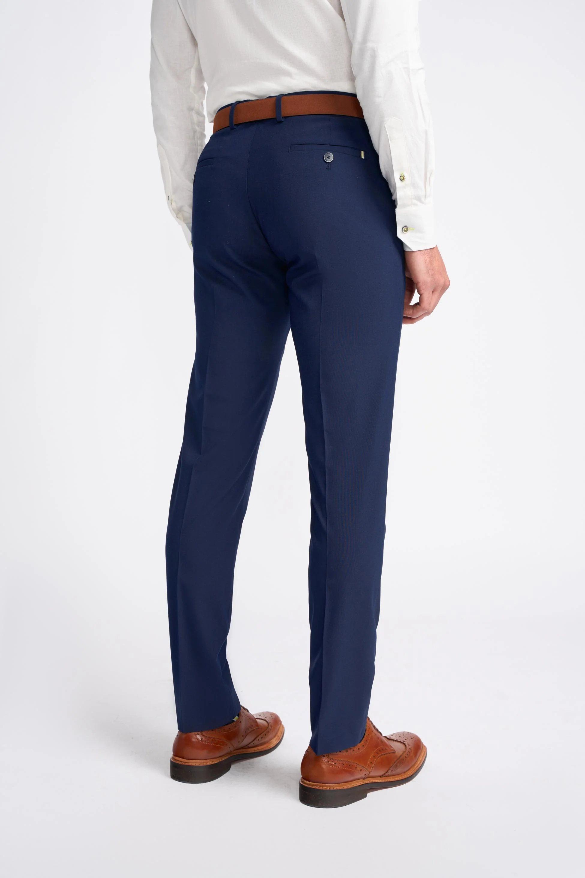 Men’s Wool Mix Slim Fit Trousers – VICTORIOUS - Navy Blue - Image 3