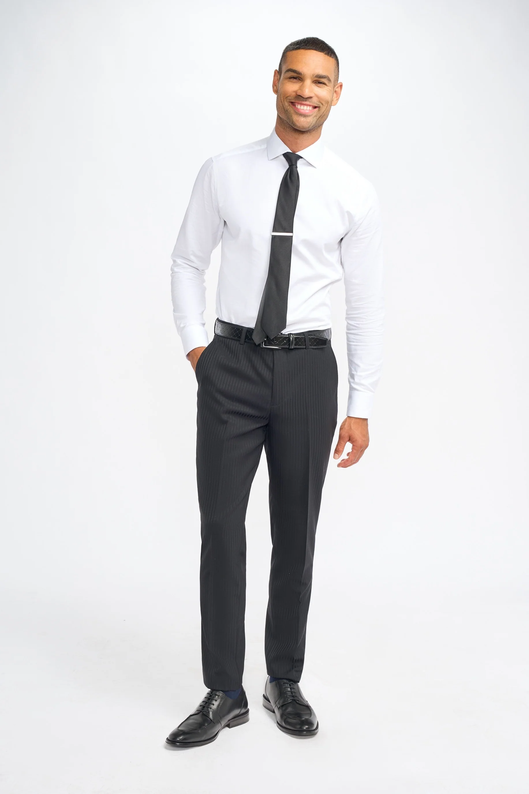 Men’s 3 Piece Black Wool Pinstripe Suit - Roberto - Black - Image 7