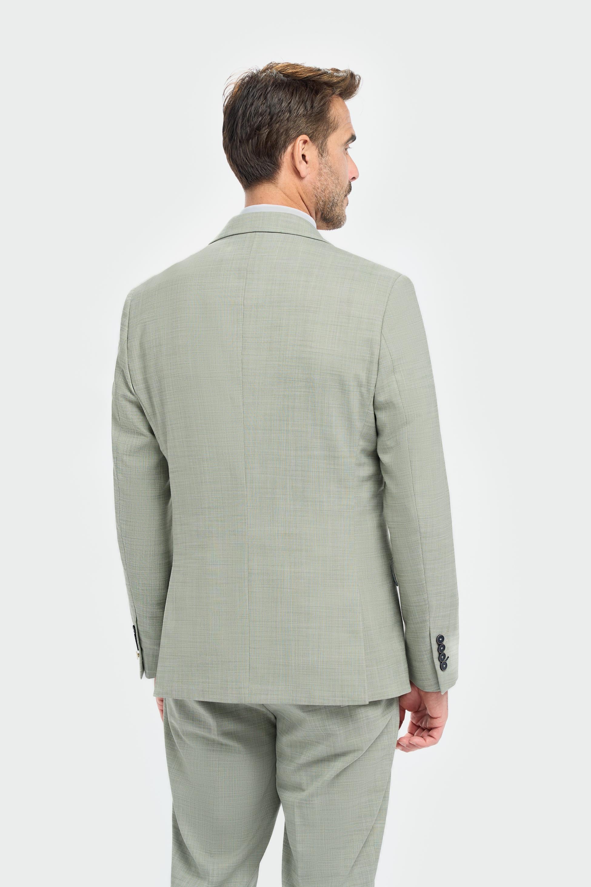 Men’s 3-Piece Sage Green Textured Suit - Camden - Sage Green - Image 3