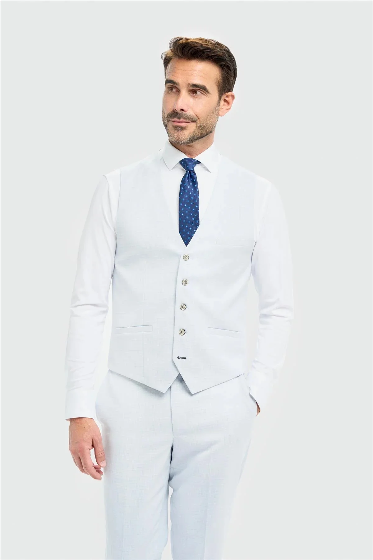 Men’s 3-Piece Slim Fit Textured Formal Suit - Tropez Sky Blue - Sky Blue - Image 4