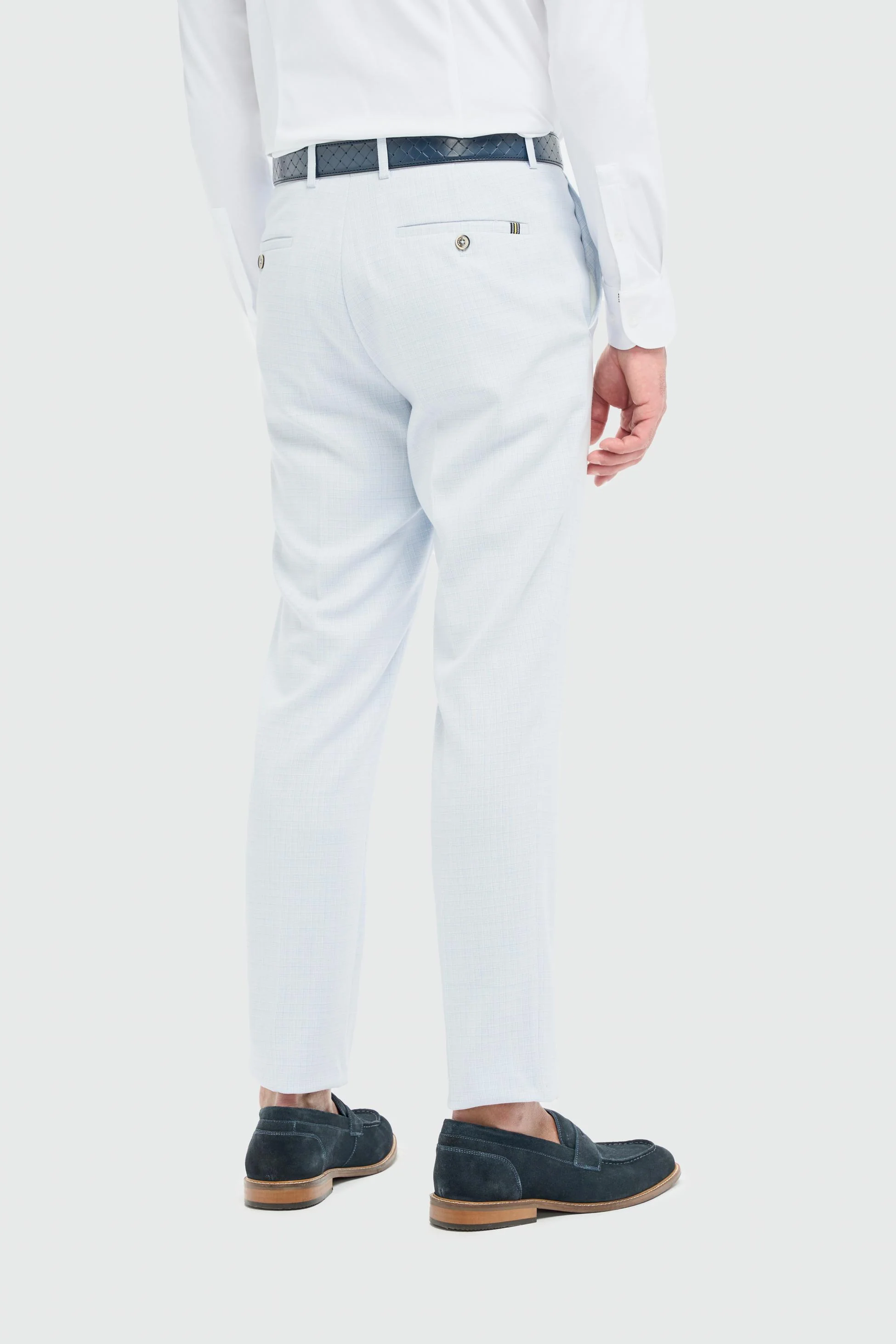 Men’s 3-Piece Slim Fit Textured Formal Suit - Tropez Sky Blue - Sky Blue - Image 9