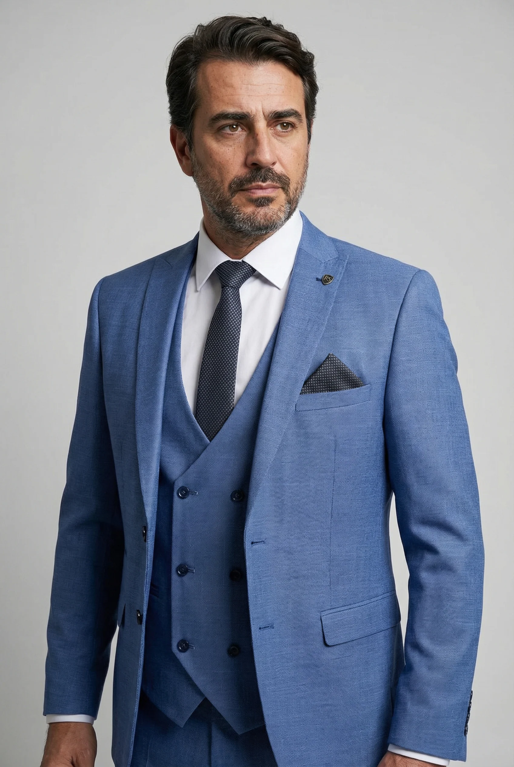 Men's Light Tailored Fit Suit - JAYDEN - Blue - Image 3