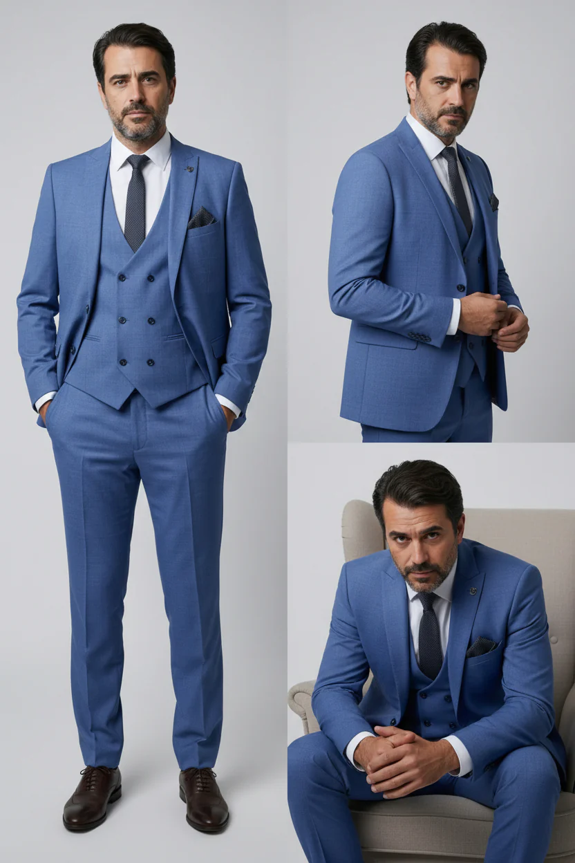 Men's Light Tailored Fit Suit - JAYDEN - Blue - Image 4