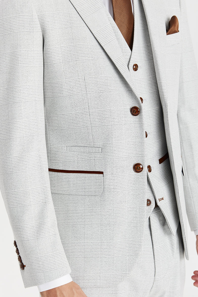 Father & Son Matching Glen Check 3-Piece Suit Set - Mark - Stone Beige - Image 11