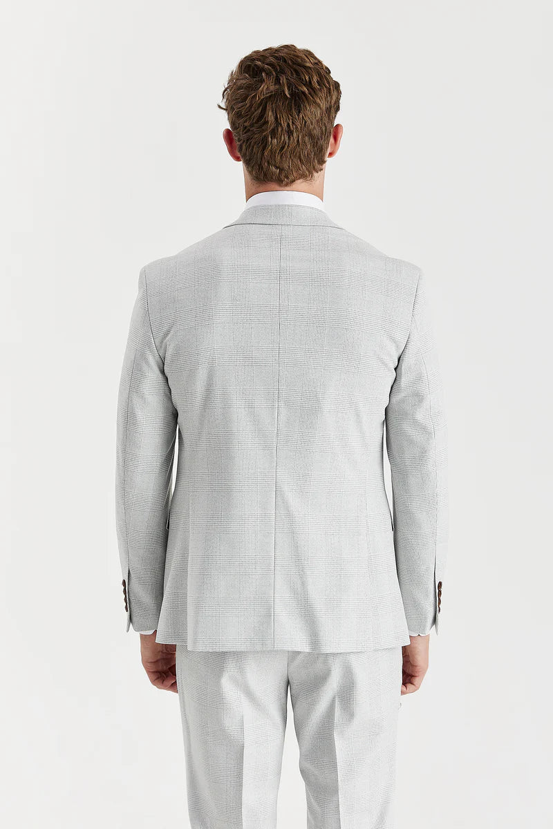 Father & Son Matching Glen Check 3-Piece Suit Set - Mark - Stone Beige - Image 3