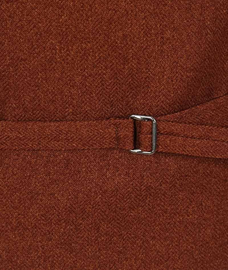 Men's and Boys Herringbone Double-breasted Waistcoat Set - Cinnamon Brown - Image 8