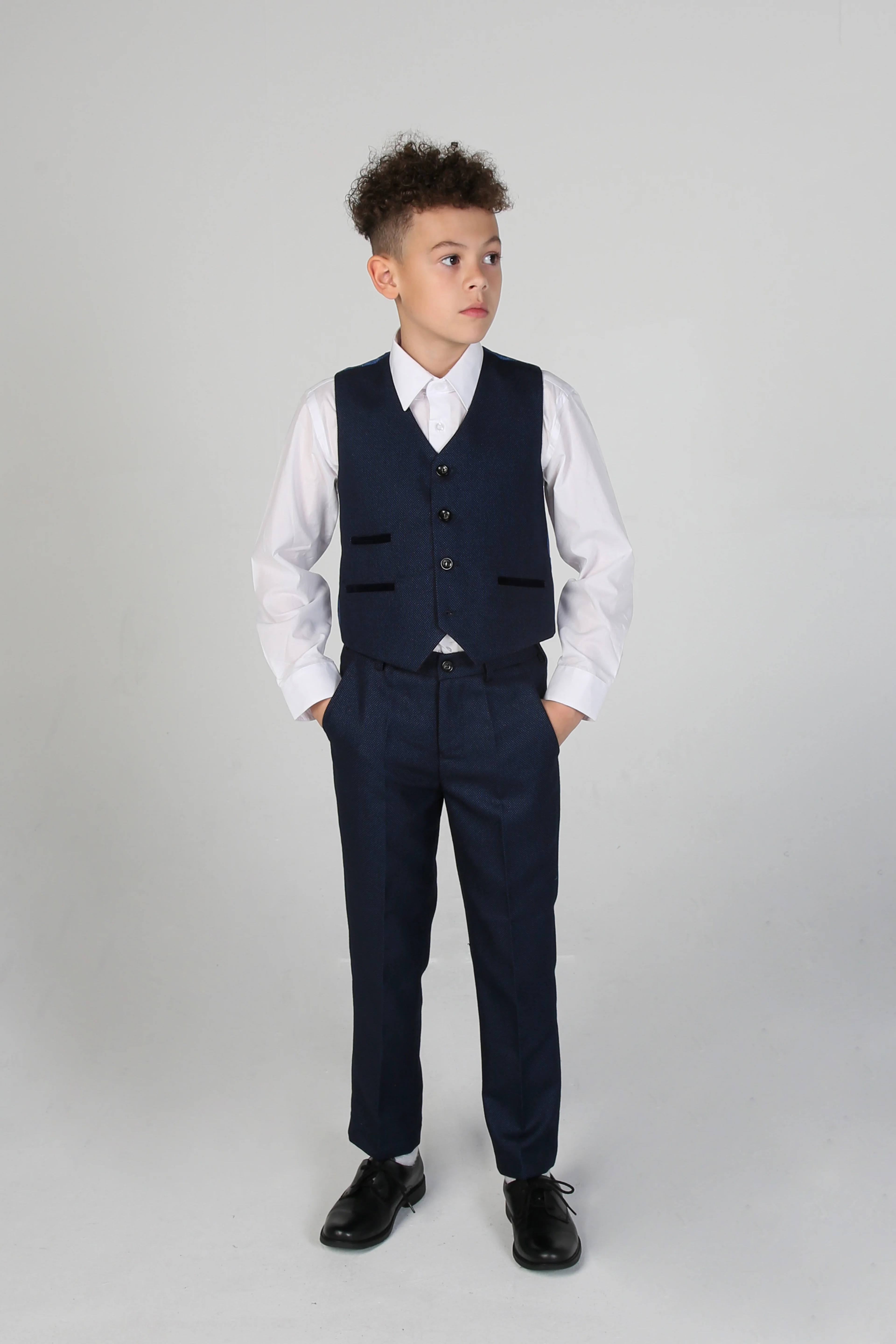 Father & Son Matching Textured 3-Piece Suit Set - Arthur - Navy Blue - Image 10