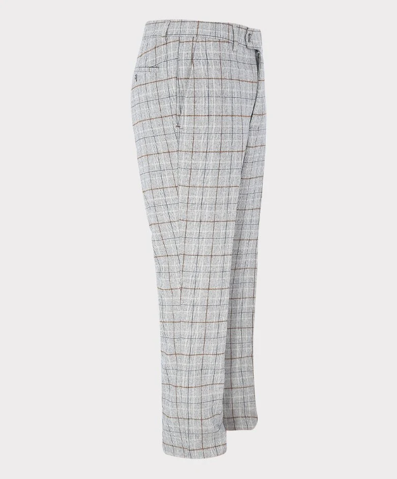 Men's Tweed Check Slim Fit Trousers - CODY ICE - Ice Blue - Image 2
