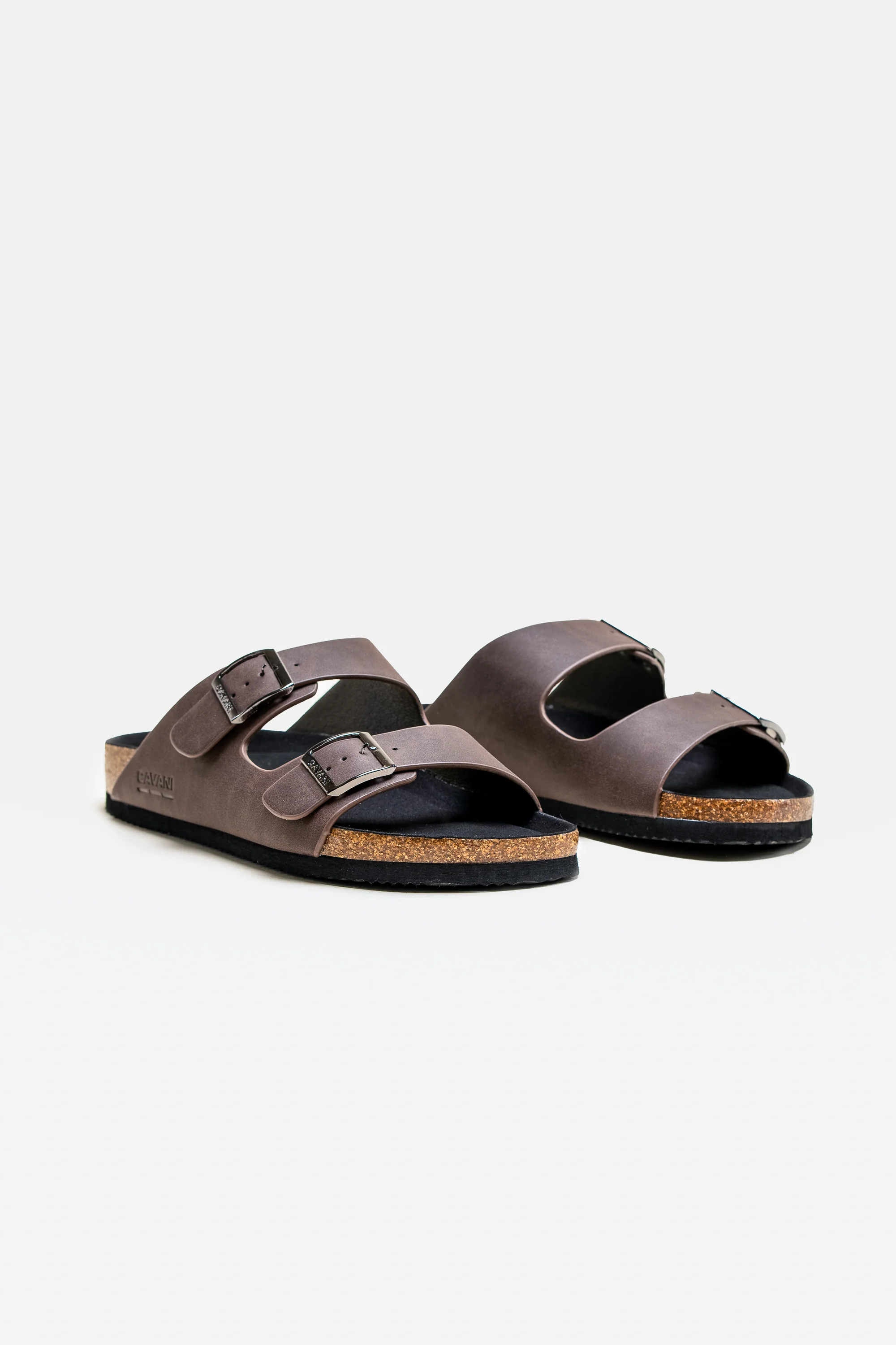 Men's Buckle-Strap Cork Slider Sandals - DAYTONA - Brown