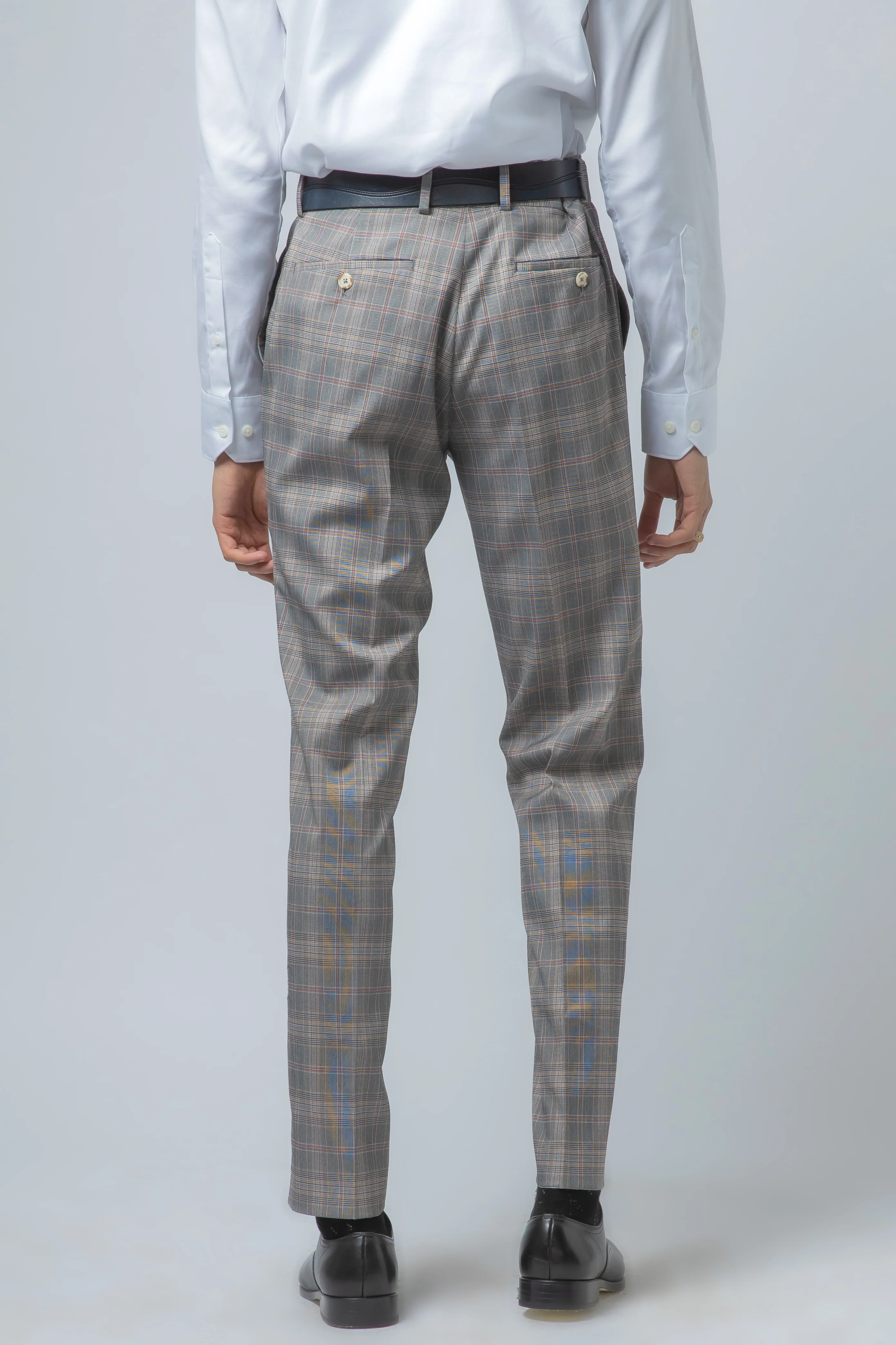 Men's Retro Check Slim Fit Grey Suit - JULIAN - Light Grey - Image 7