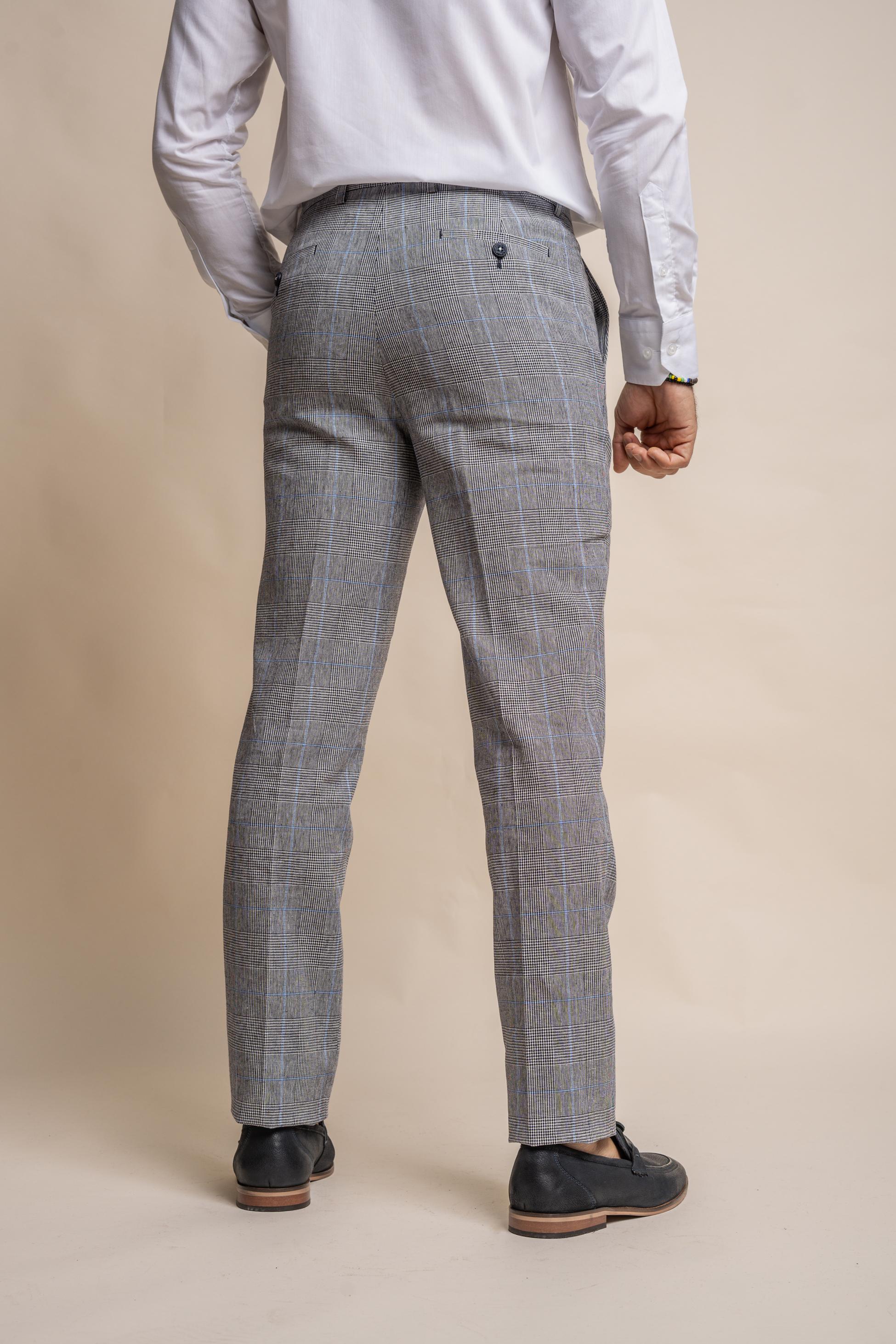 Men's Check Slim Fit Formal Grey Suit - ARRIGA - Grey - Image 7