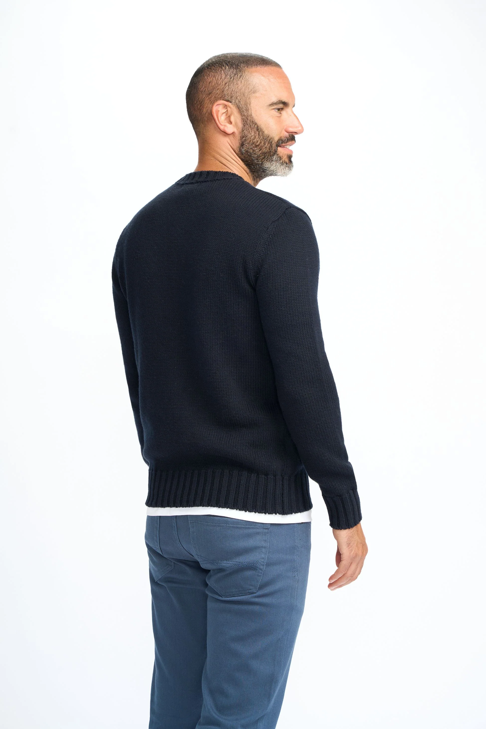 Men’s Classic Knit Pullover Jumper - FARREL - Navy Blue - Image 4