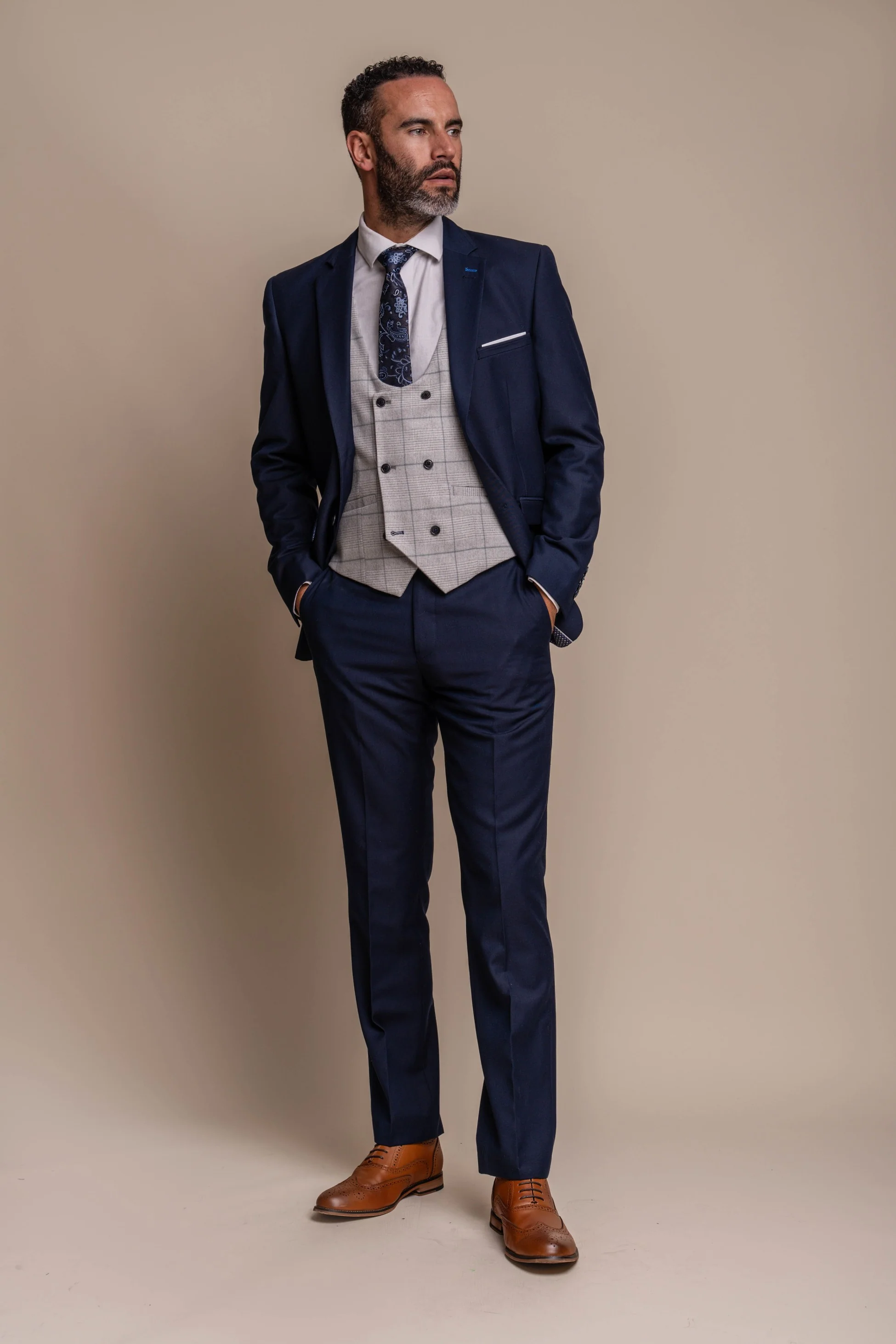 Men's Jefferson Navy Suit with Radika Waistcoat - Combined Set - Image 2