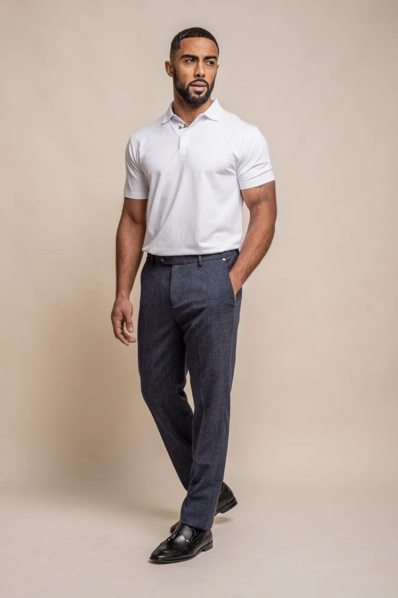 Men's Slim Fit Formal Trousers - TOKYO - Navy Blue - Image 2