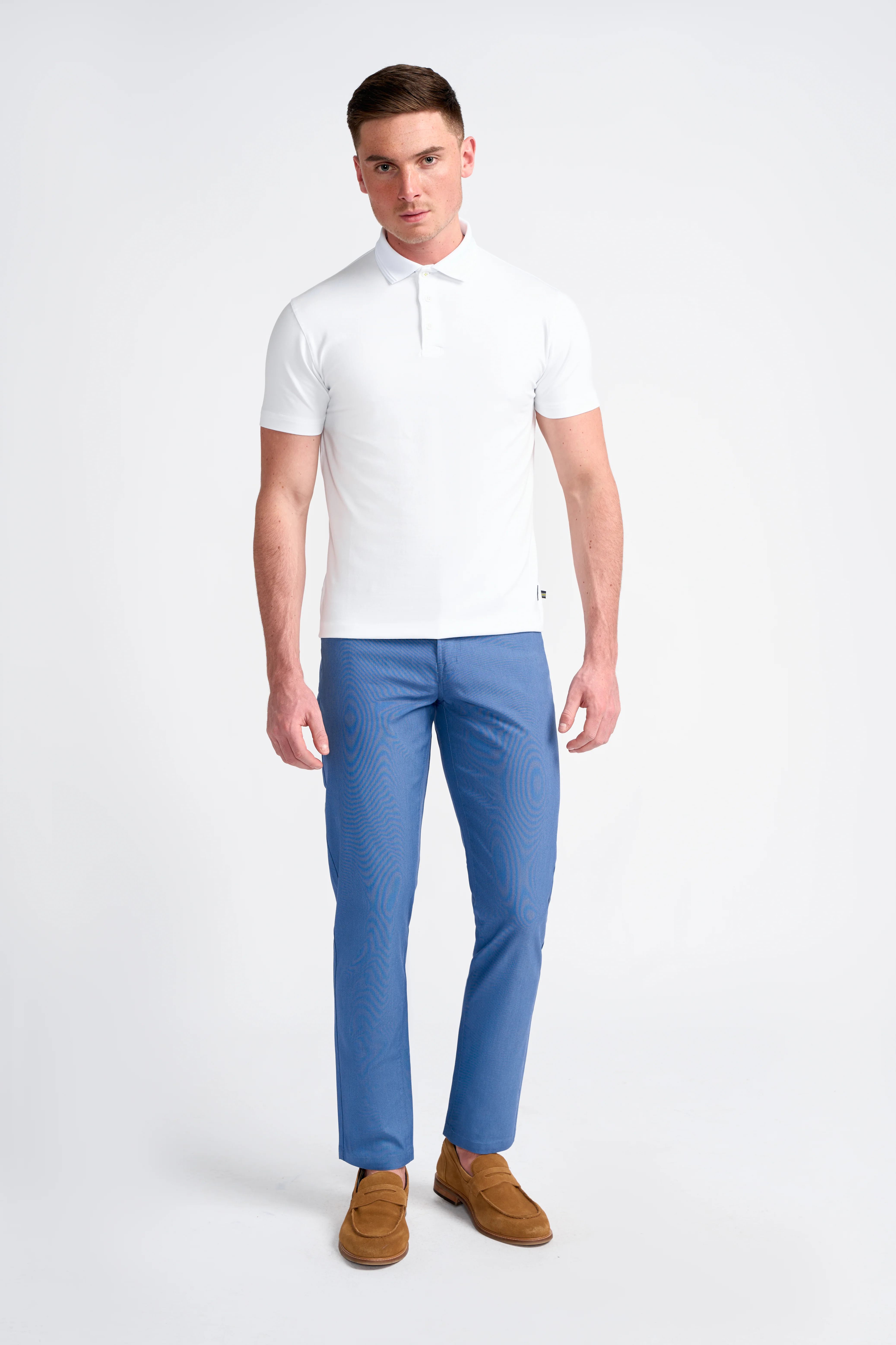 Men’s Cotton Blend Jean Cut Chino Trousers – DALTON - Cobalt Blue - Image 2