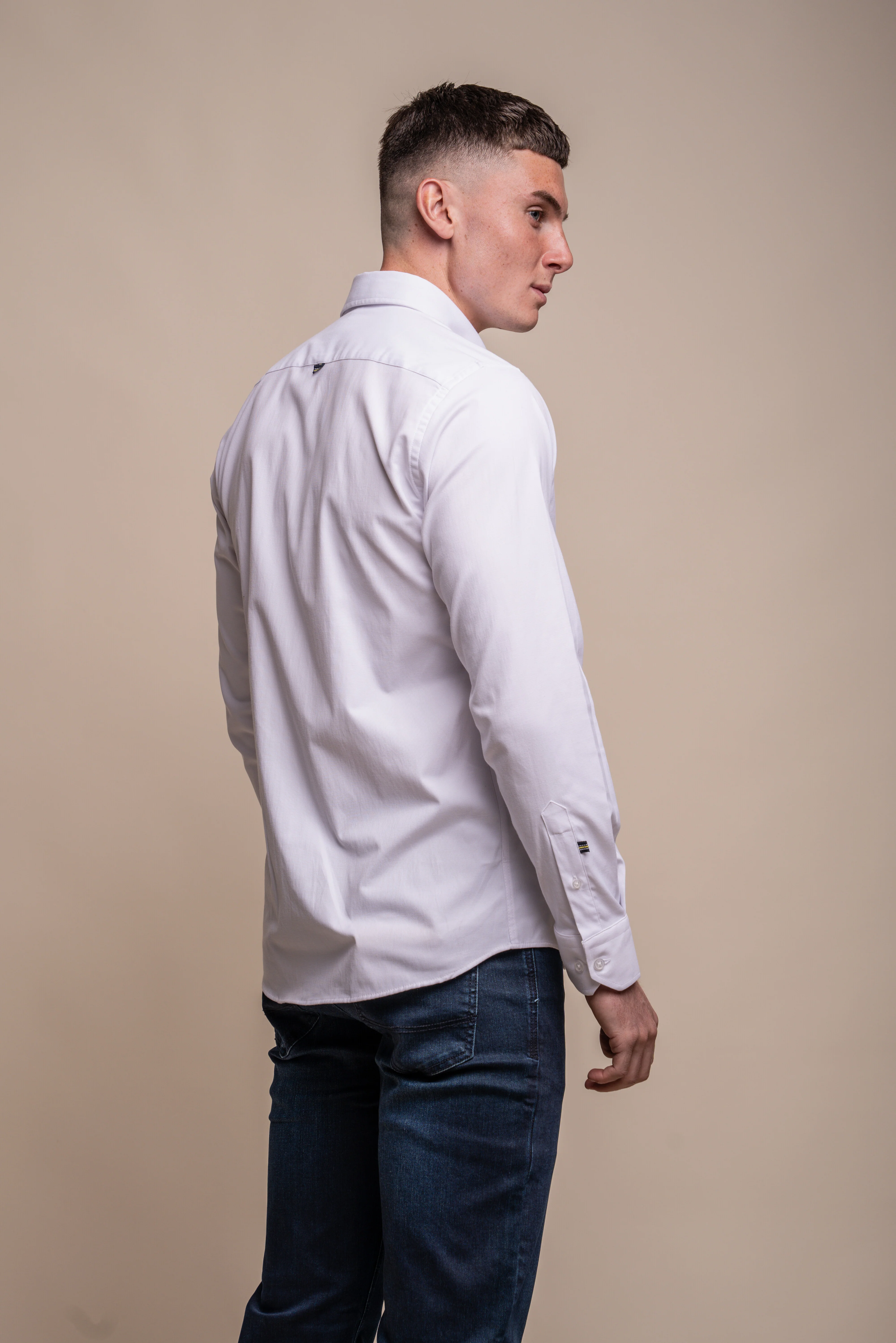 Men's Cotton Casual Shirt - Tessa - White - Image 3