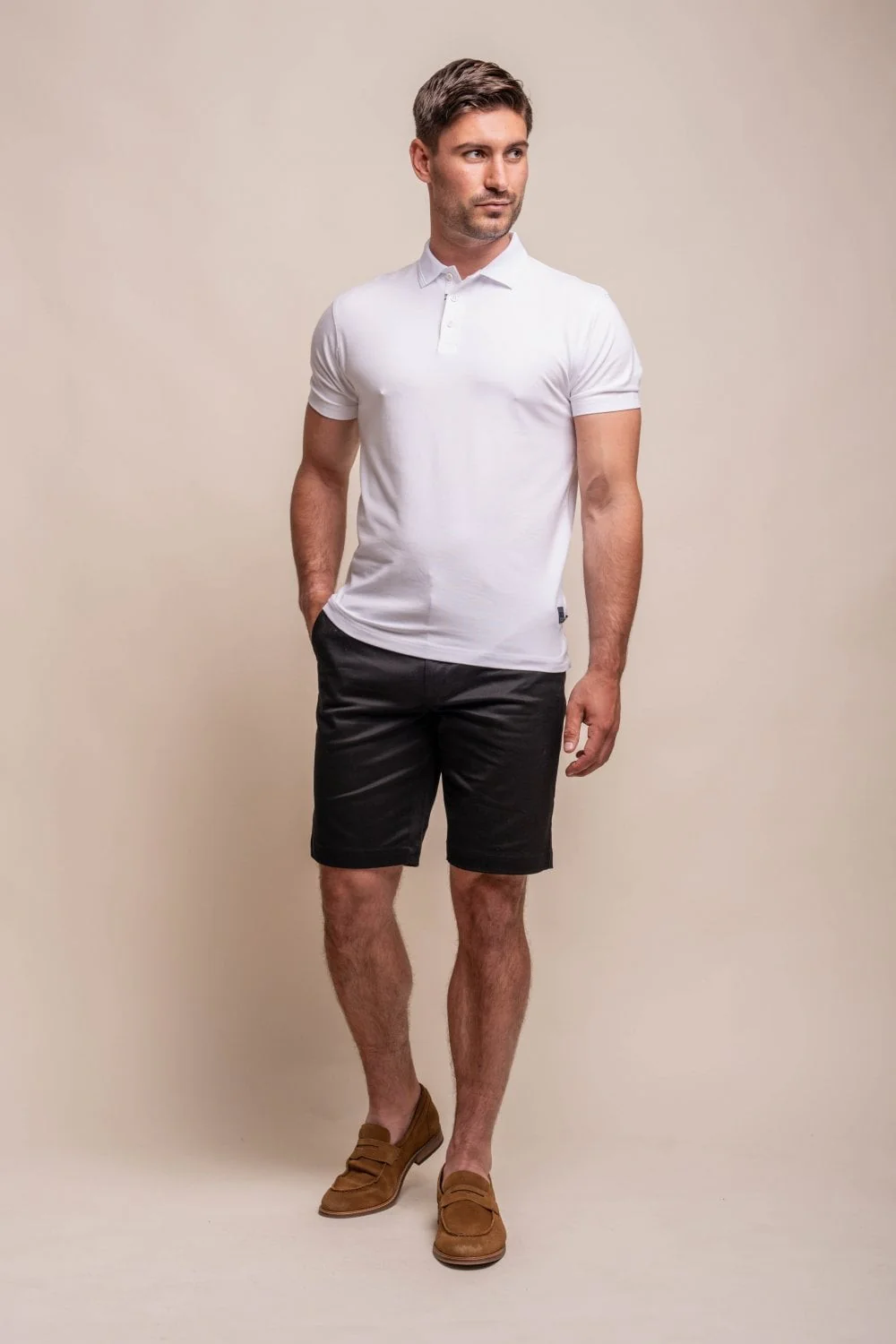 Men's Cotton Casual Slim Fit Chino Shorts - DAKOTA - Black - Image 2