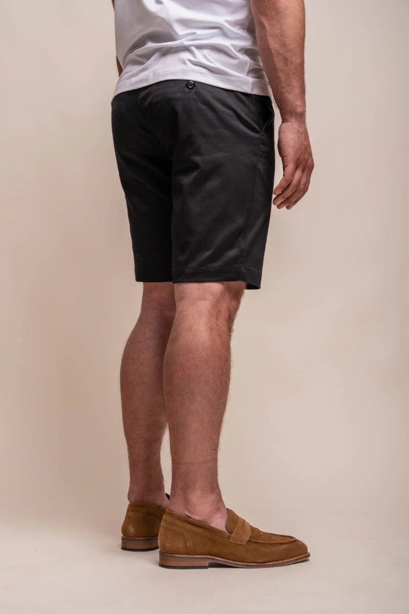 Men's Cotton Casual Slim Fit Chino Shorts - DAKOTA - Black - Image 3