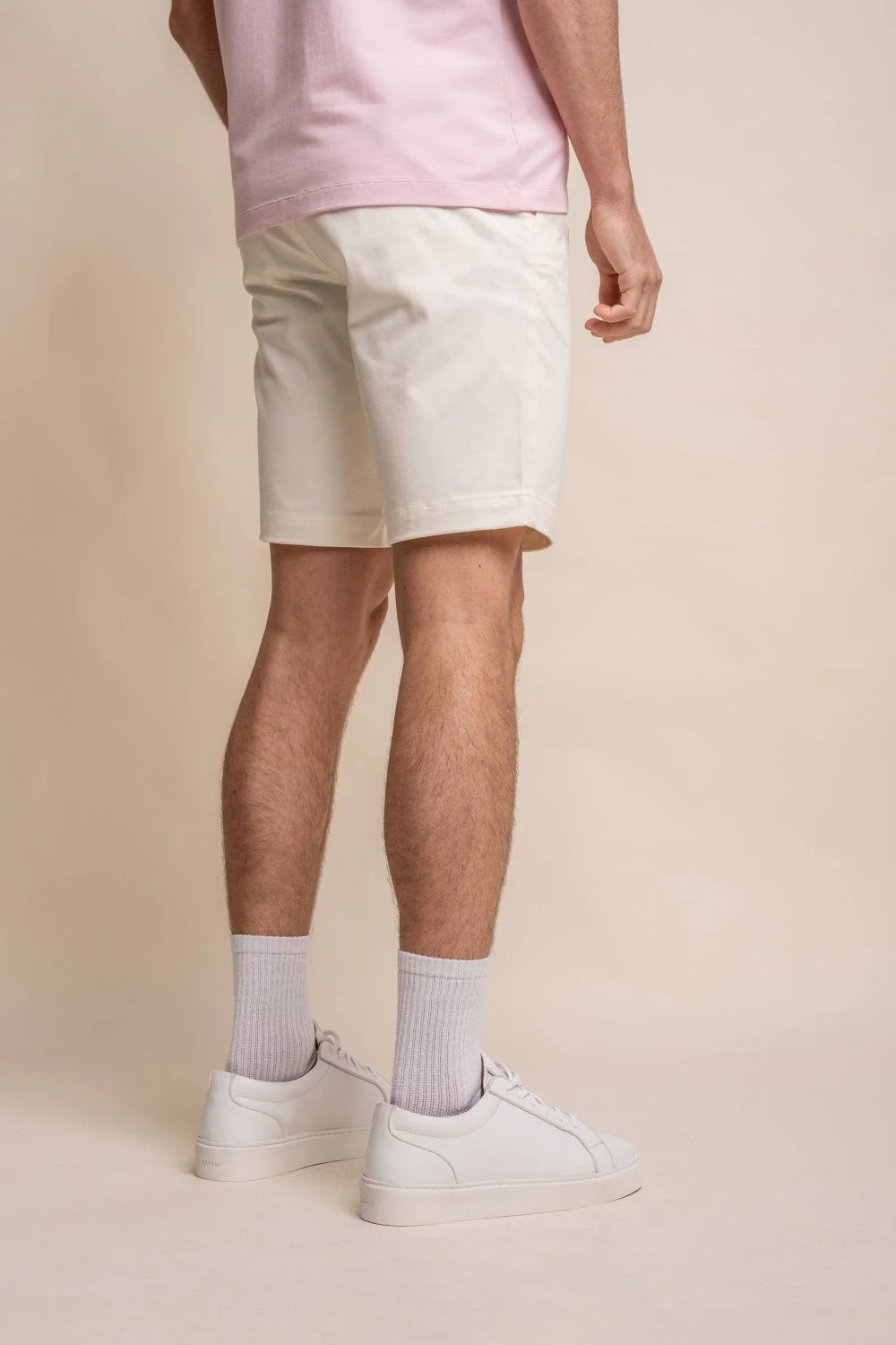 Men's Cotton Casual Slim Fit Chino Shorts - DAKOTA - Ecru - Image 2