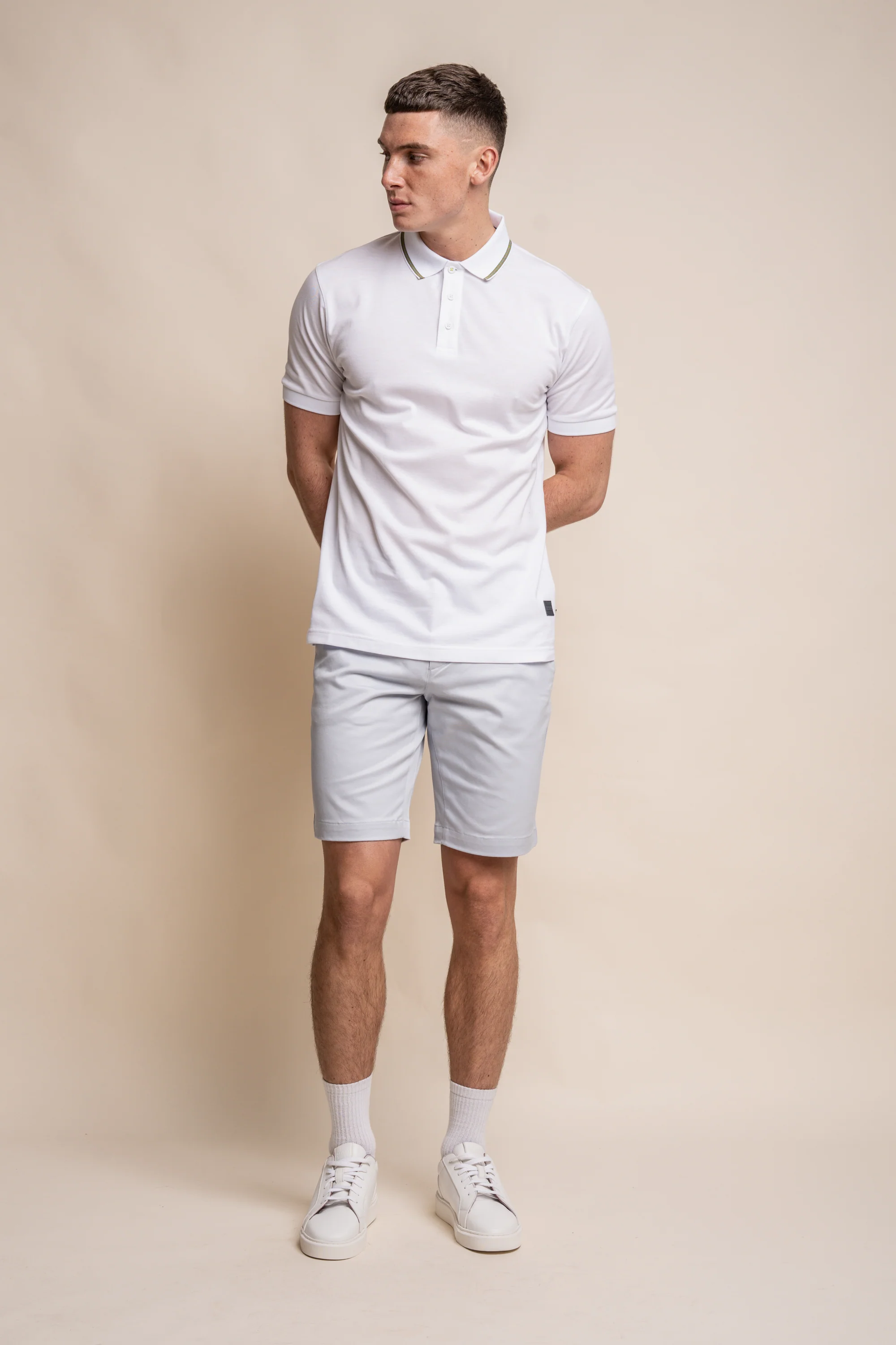 Men's Cotton Casual Slim Fit Chino Shorts - DAKOTA - Ice Blue - Image 2