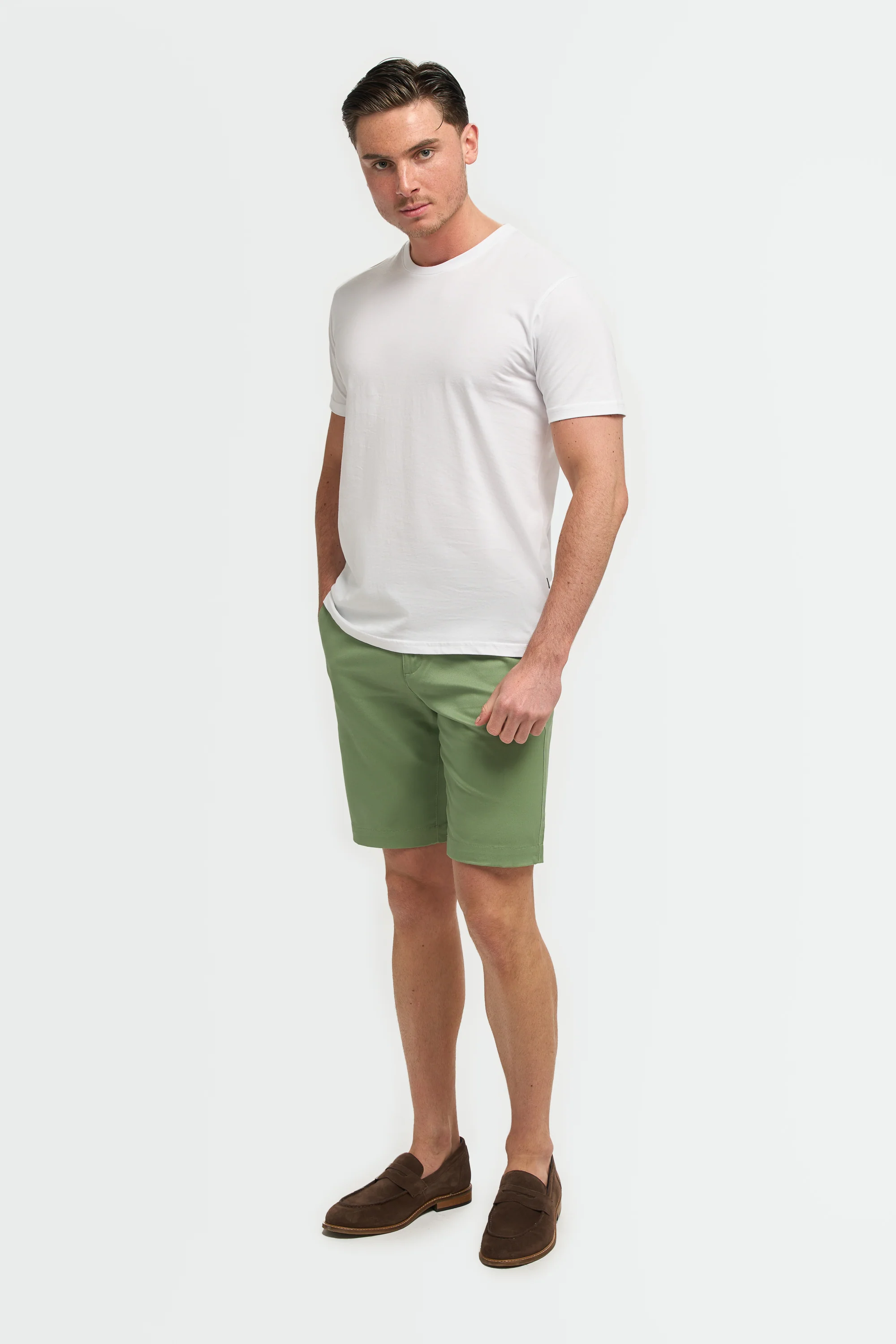 Men's Cotton Casual Slim Fit Chino Shorts - DAKOTA - Jade - Image 2
