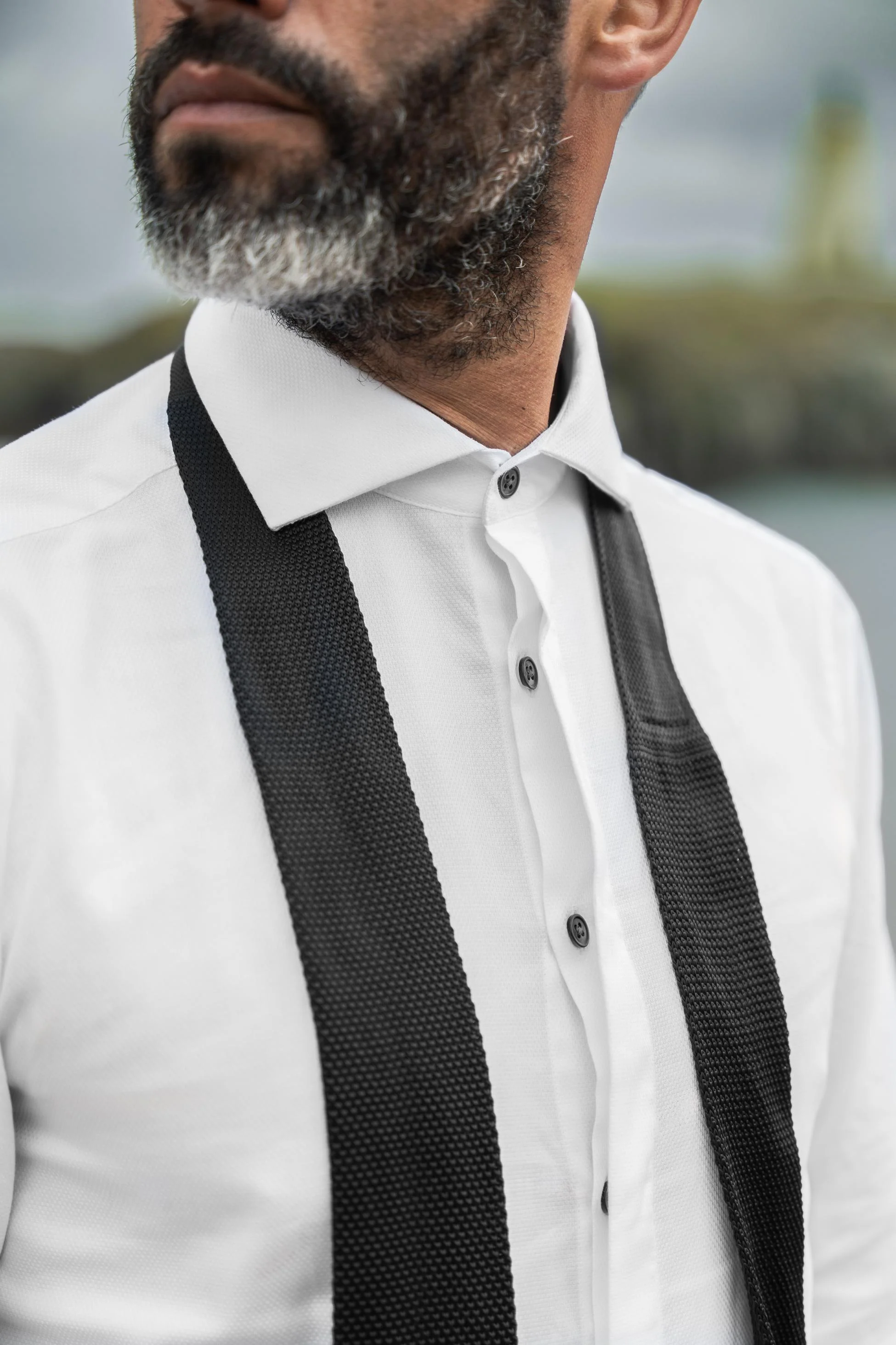 Men’s Cotton Classic Collar Formal Dress Shirt - Seneca - White - Image 10