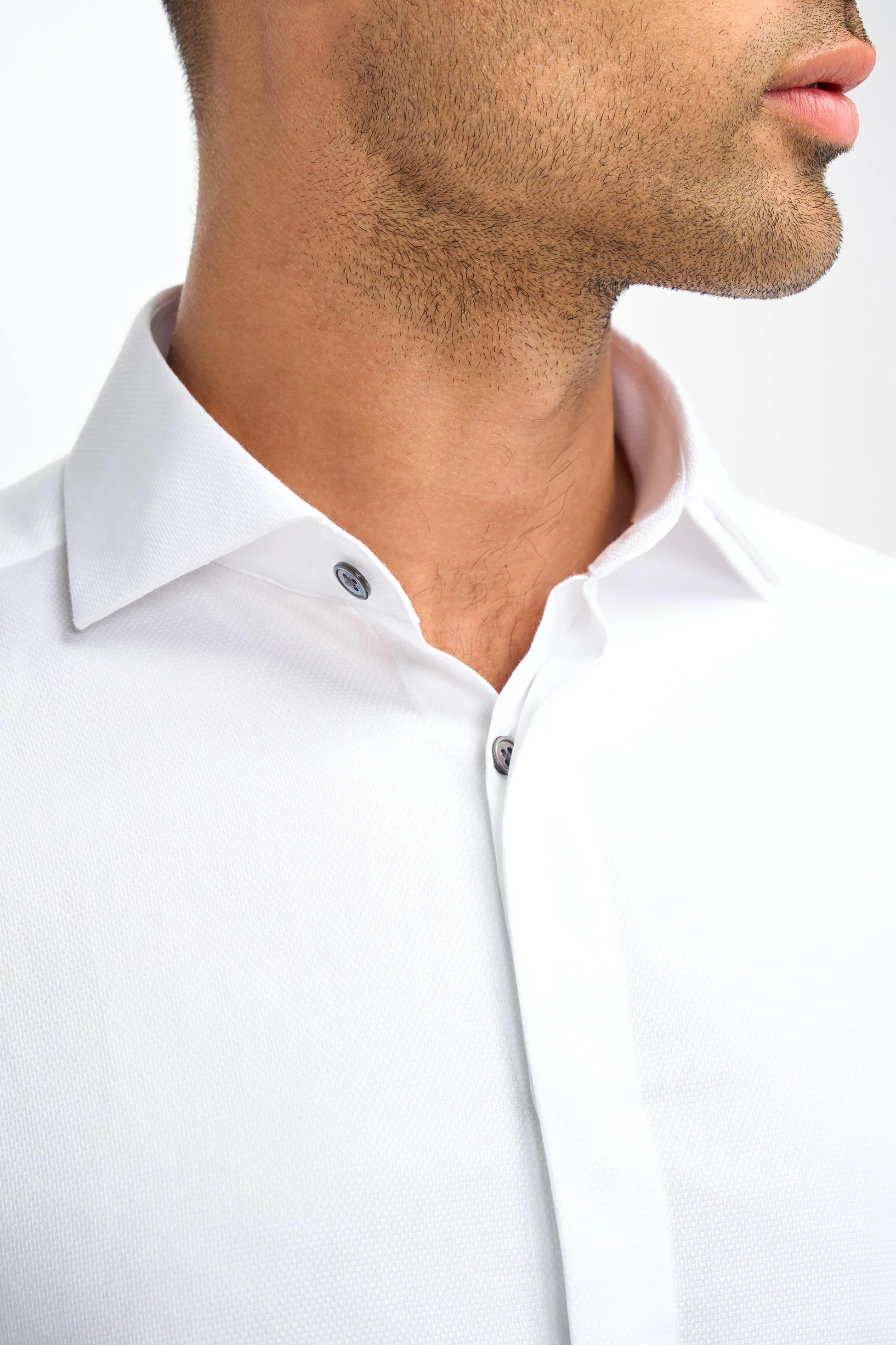Men’s Cotton Classic Collar Formal Dress Shirt - Seneca - White - Image 5