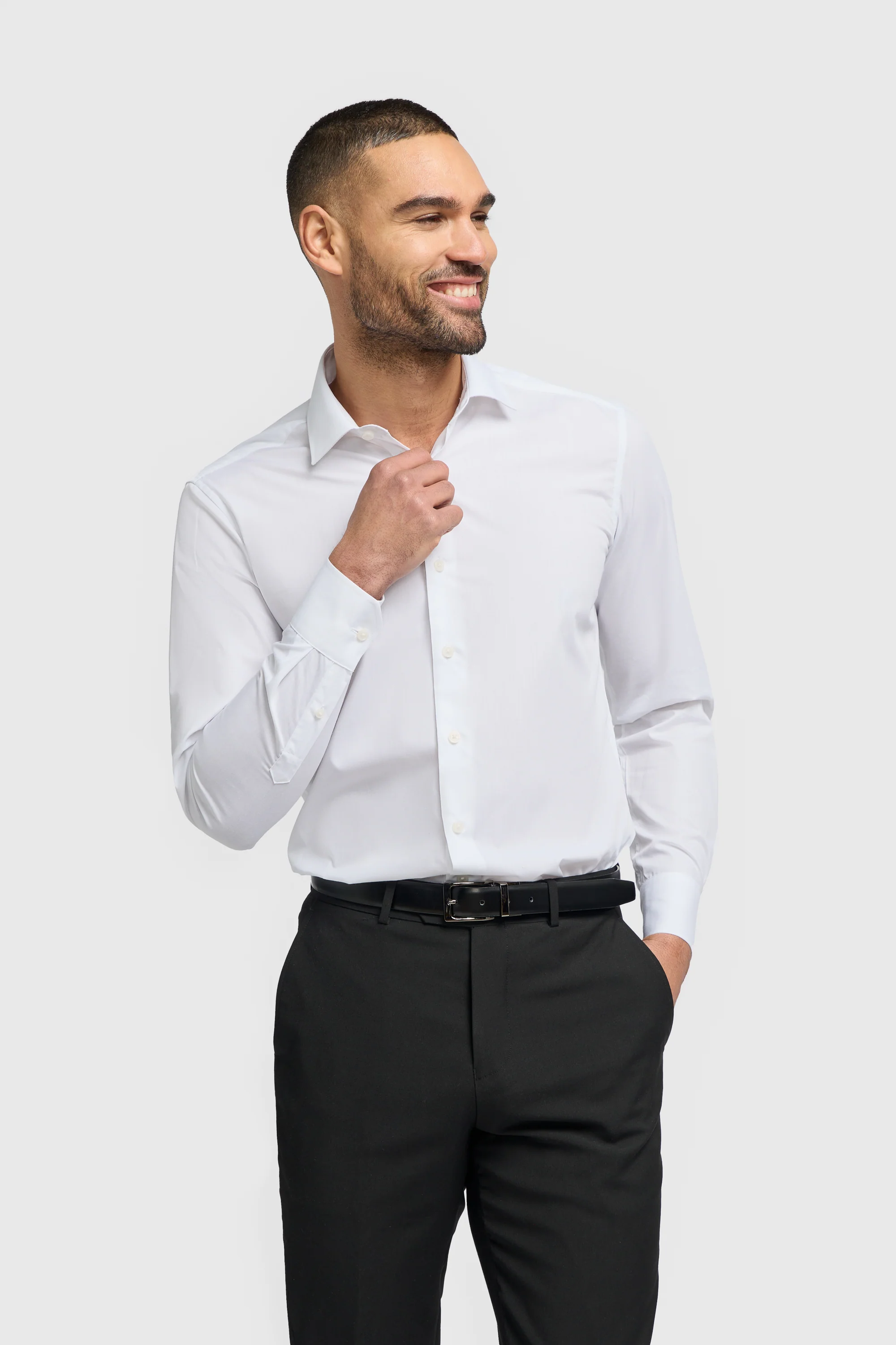 Men's Cotton Long Sleeve Tailored Fit Shirt - MIATTI - White