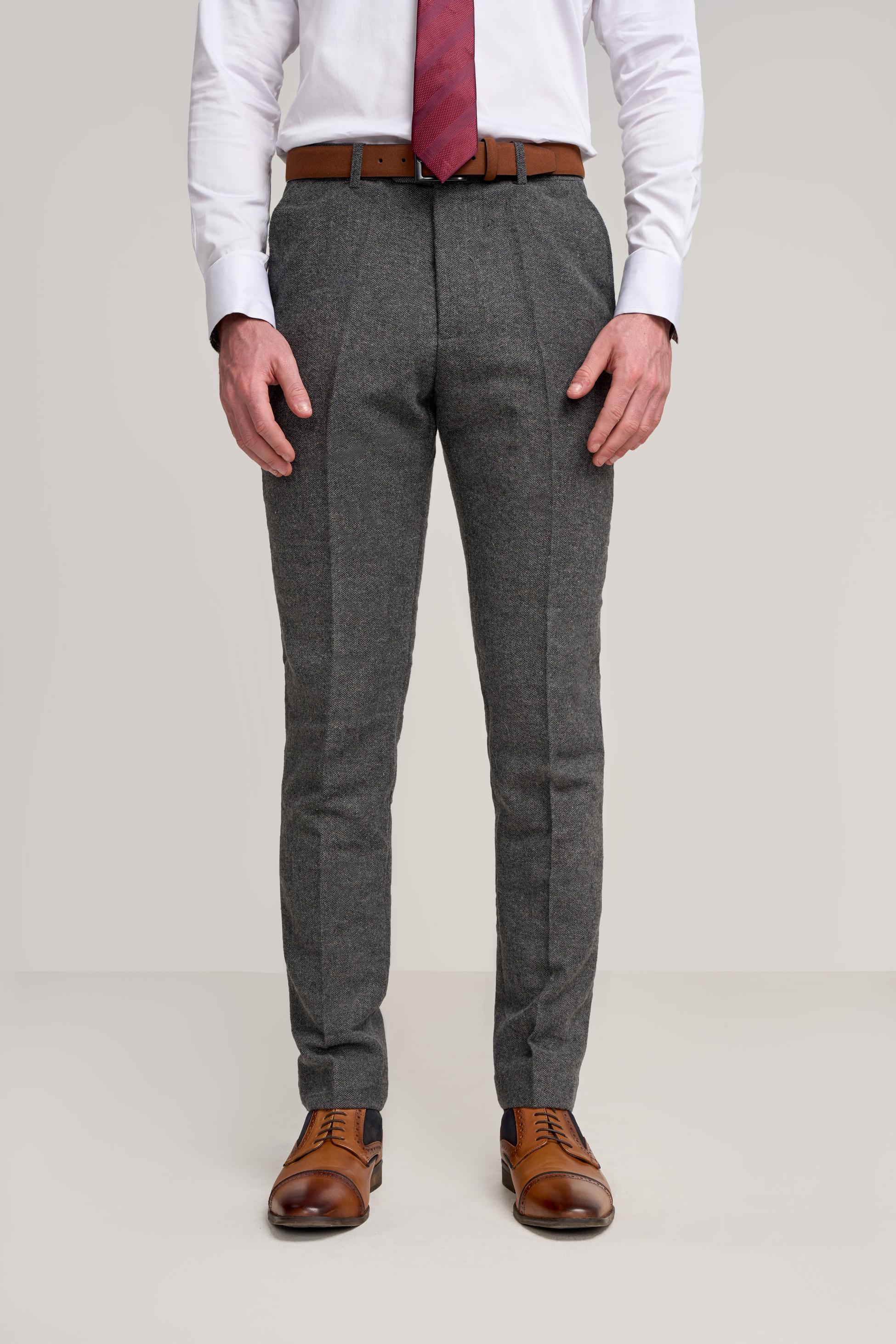 Men’s Grey Herringbone Tweed Suit - COSMO - Grey - Image 8