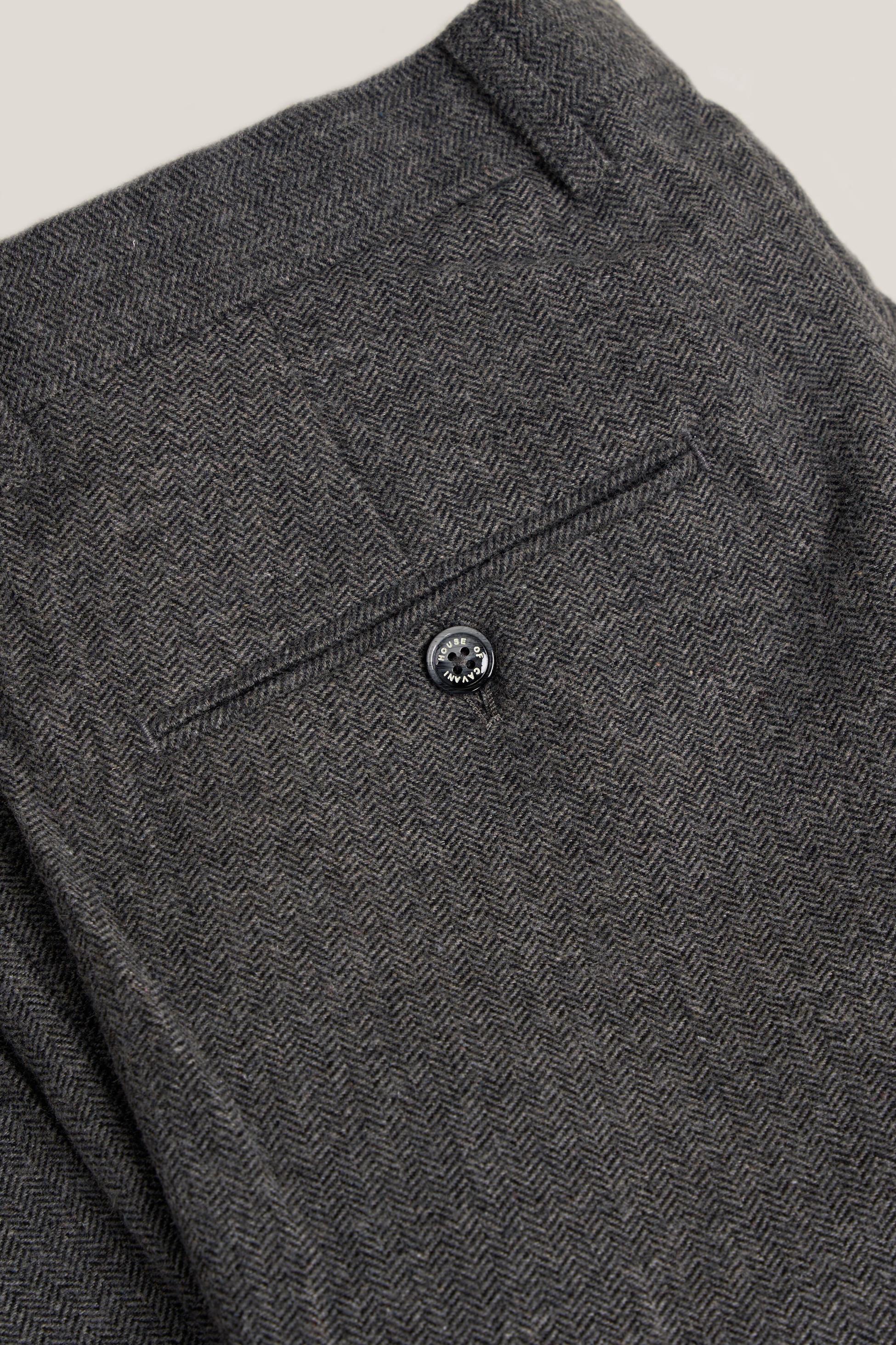 Men’s Grey Herringbone Tweed Trousers - COSMO - Grey - Image 4