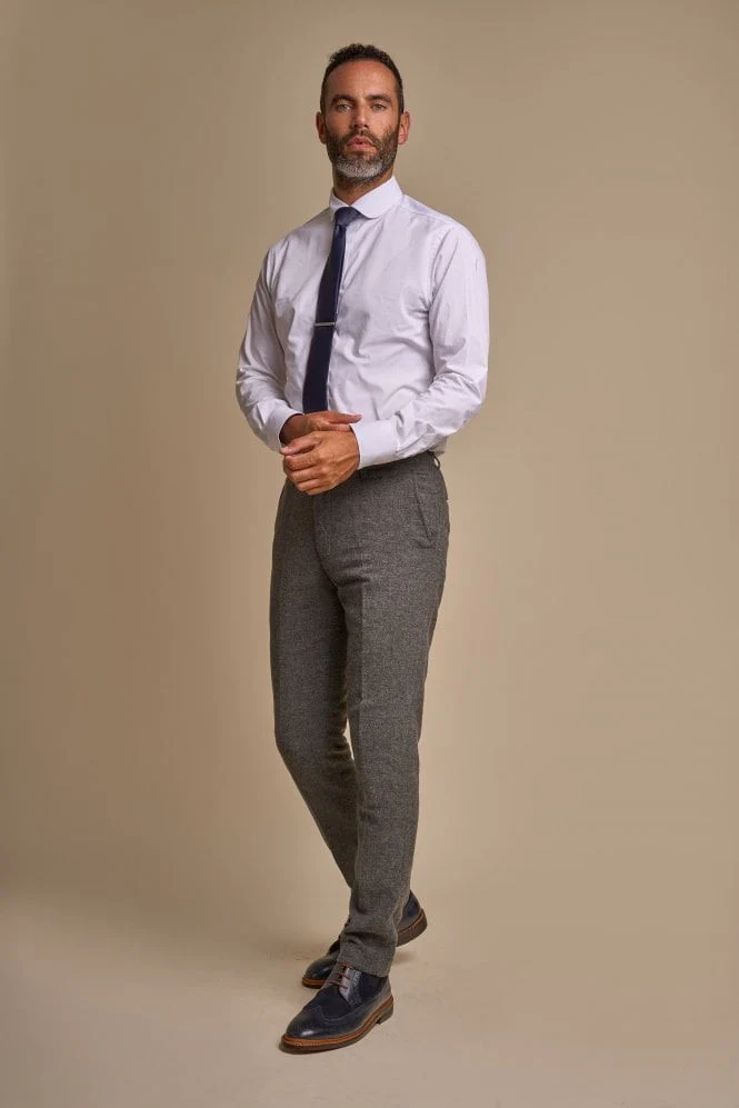 Men's Herringbone Tweed Slim Fit Formal Suit - MARTEZ - Charcoal Grey - Image 6