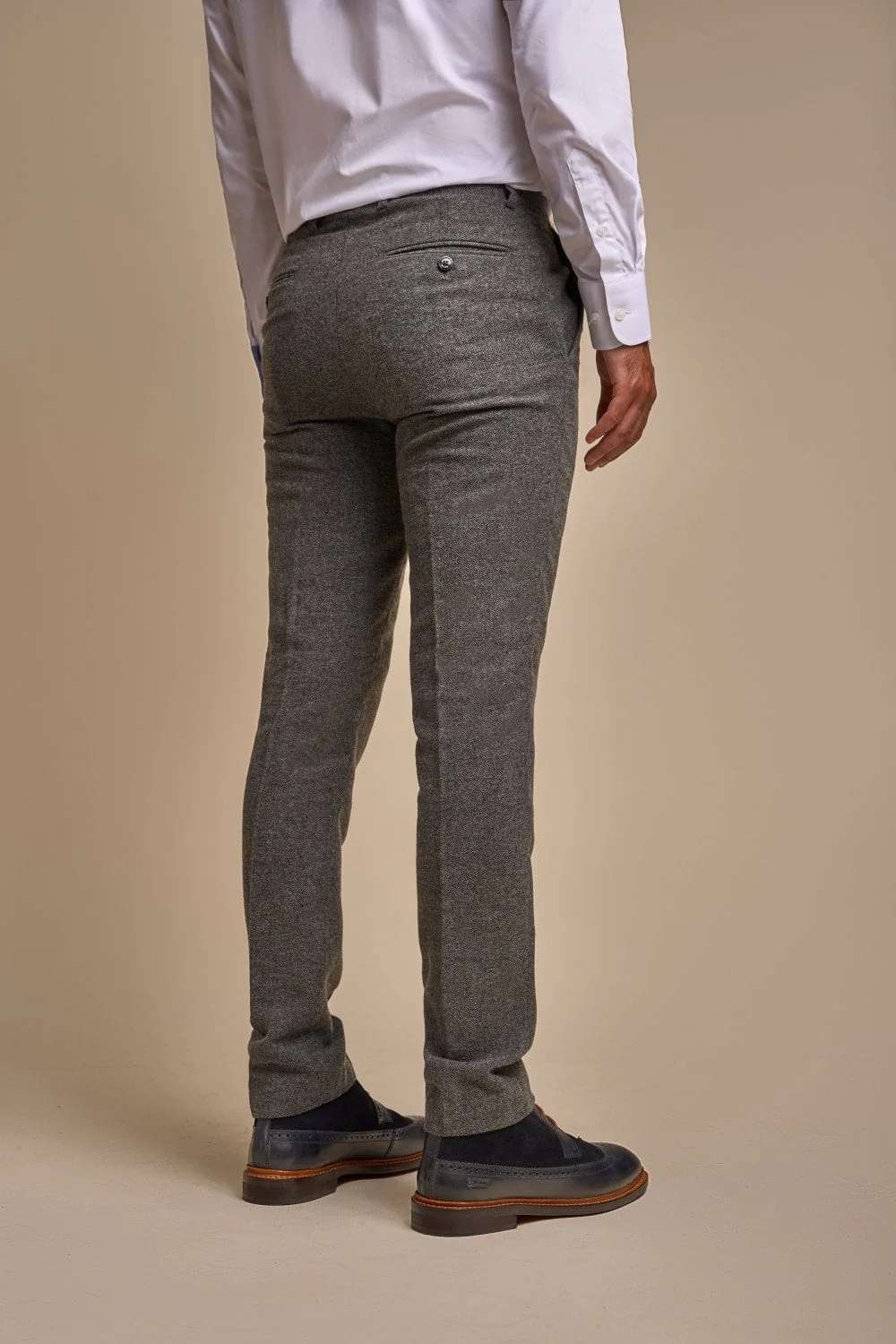 Men's Herringbone Tweed Slim Fit Formal Suit - MARTEZ - Charcoal Grey - Image 8
