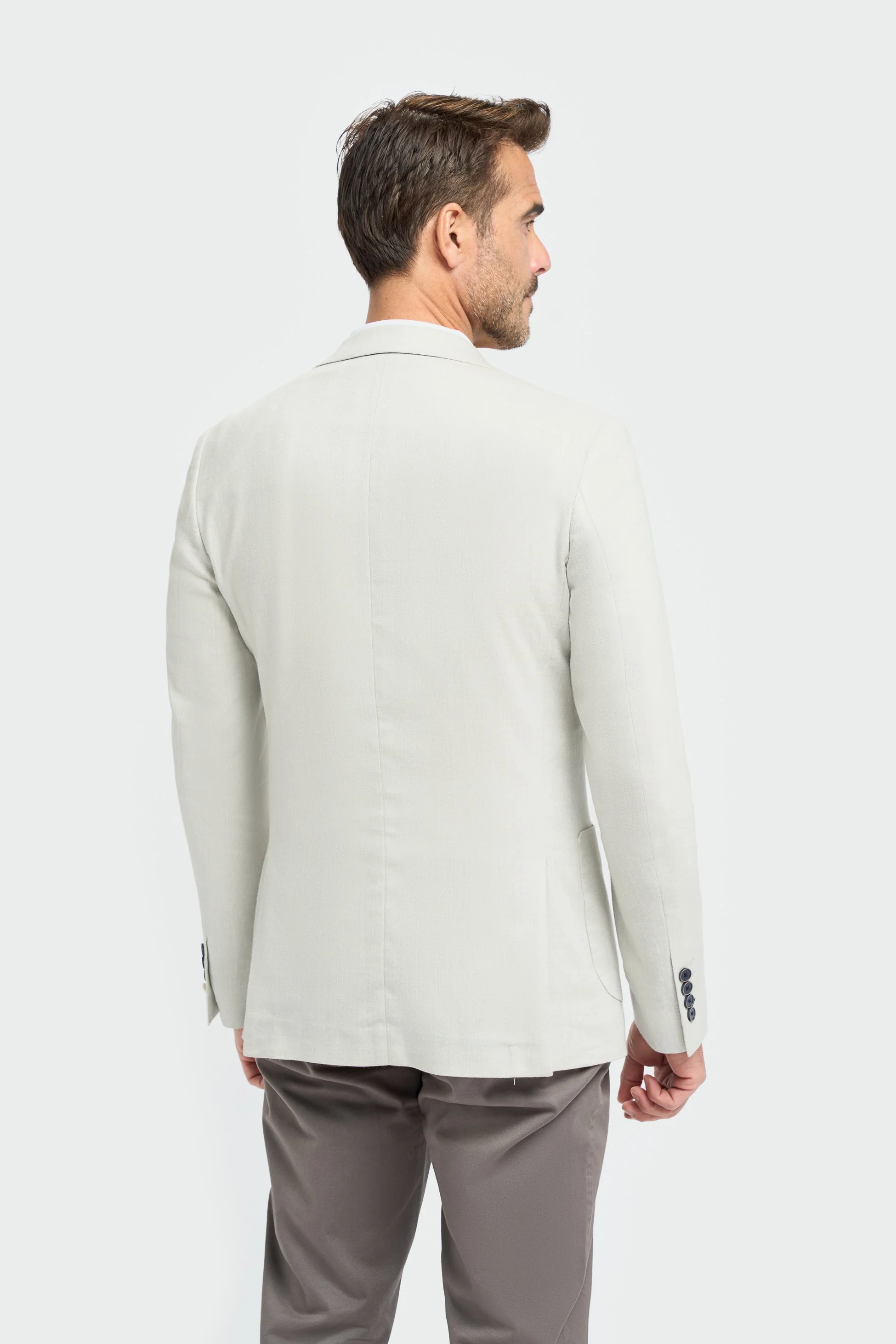 Men’s Linen Herringbone Patch Pocket Blazer - Luigi - Slate Grey - Image 3
