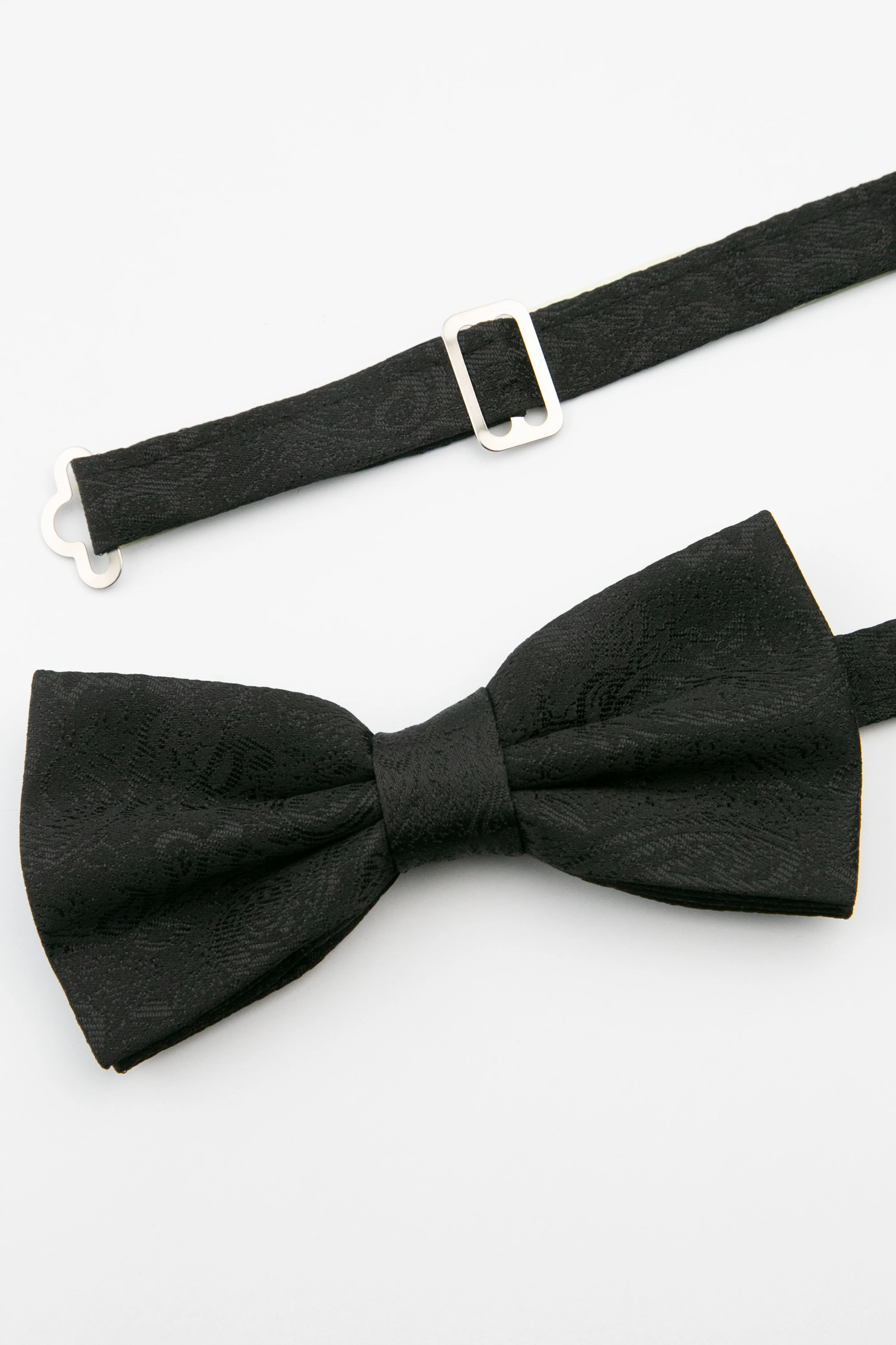 Men's Paisley Pre-Tied Dickie Bow Tie - Black - Image 2