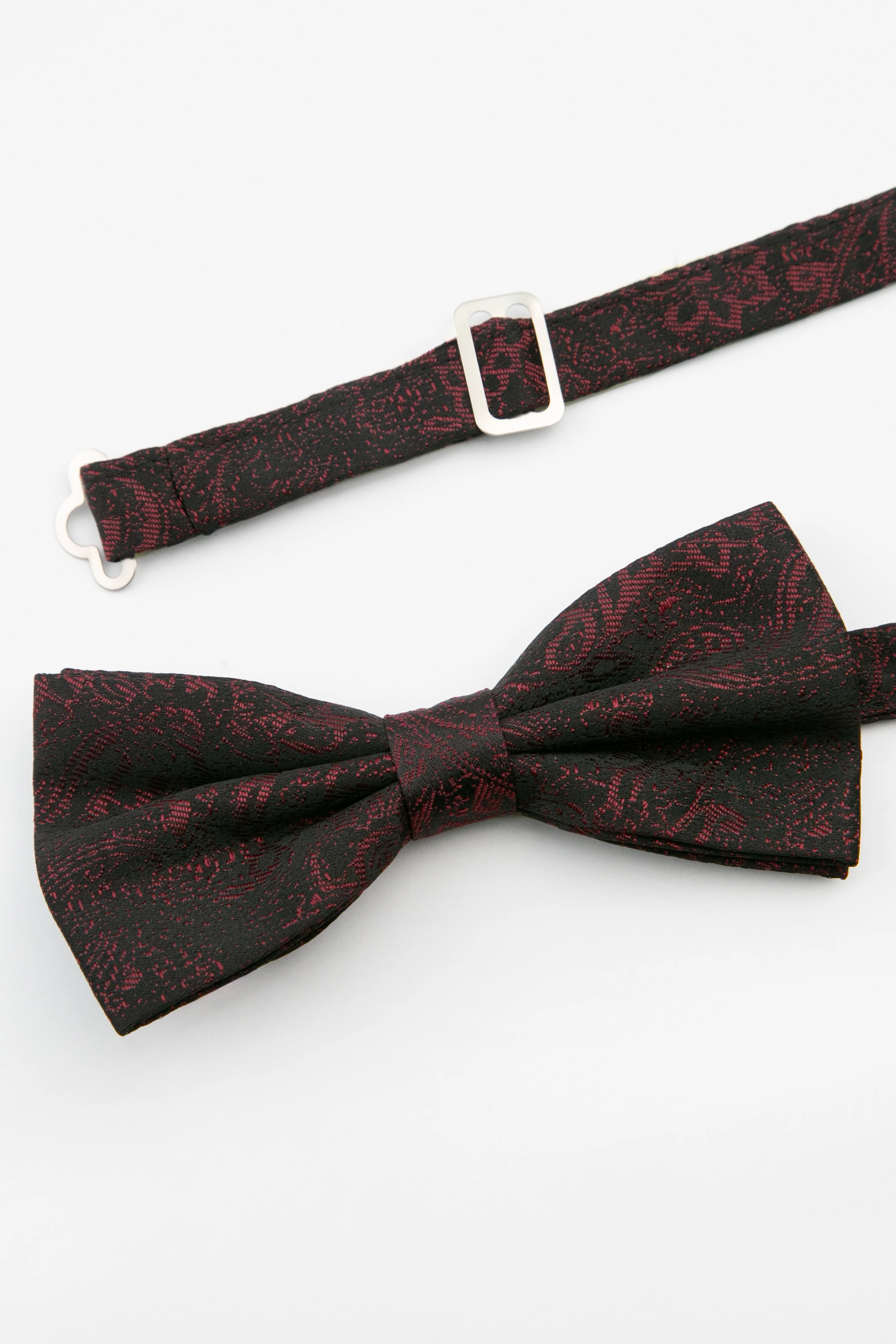 Men's Paisley Pre-Tied Dickie Bow Tie - Burgundy - Image 2