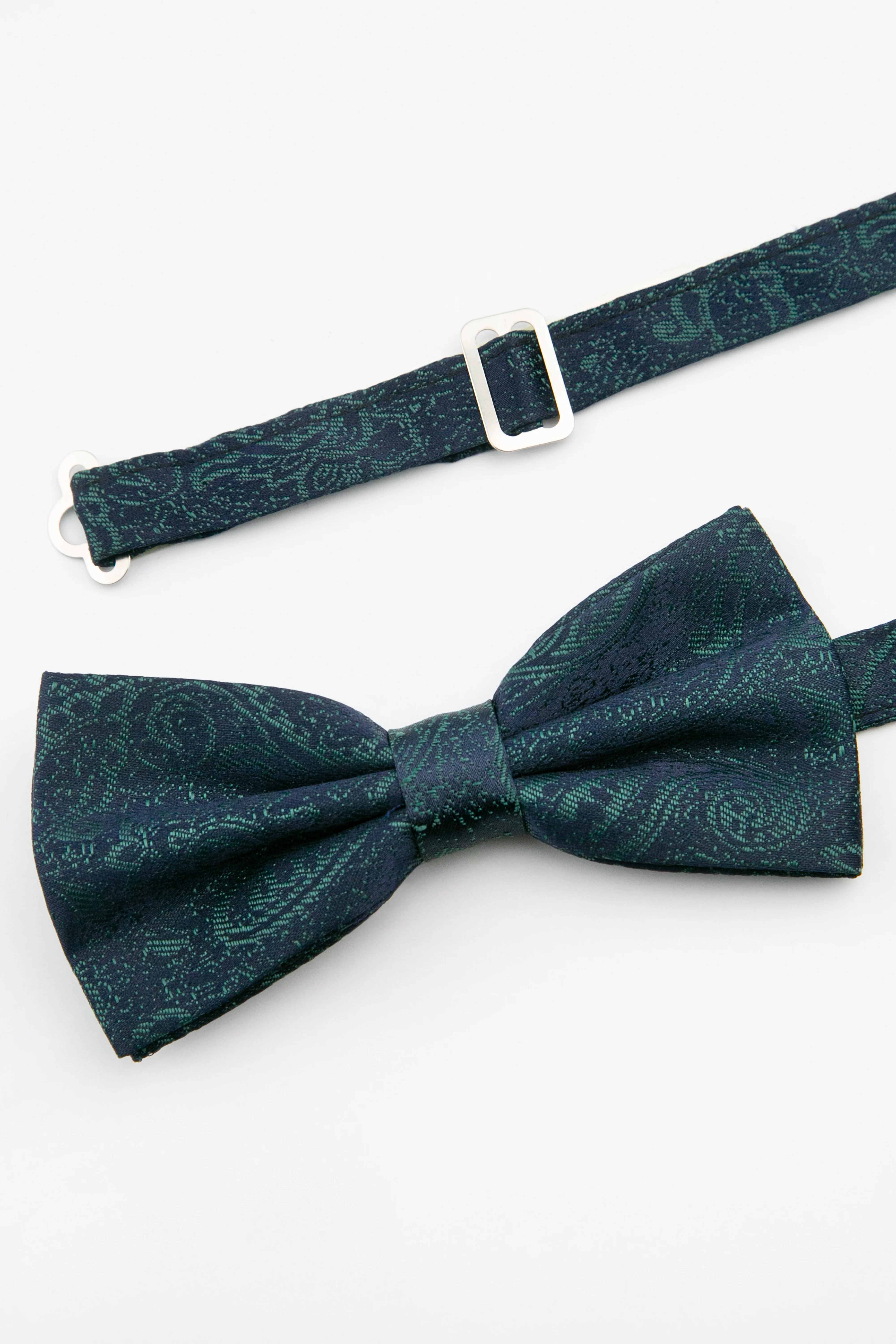 Men's Paisley Pre-Tied Dickie Bow Tie - Emerald Green - Image 2