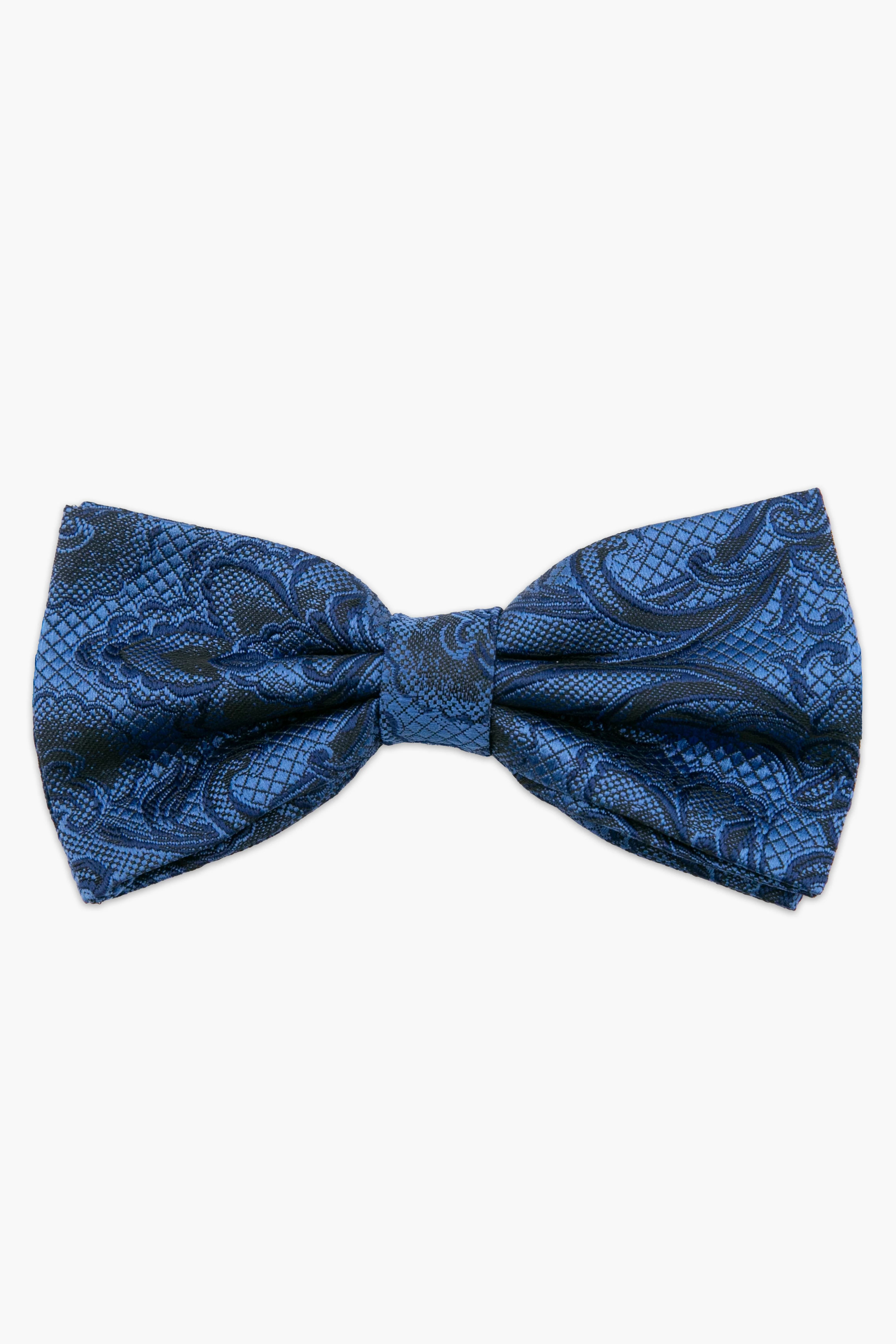 Men's Paisley Pre-Tied Dickie Bow Tie - Royal Blue