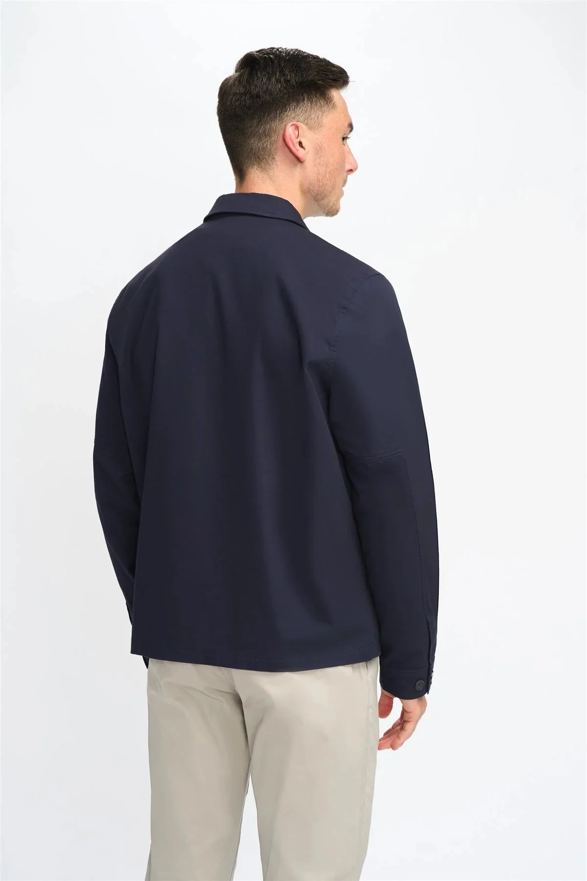 Men’s Regular Fit Cotton Overshirt - Acardi - Navy Blue - Image 4