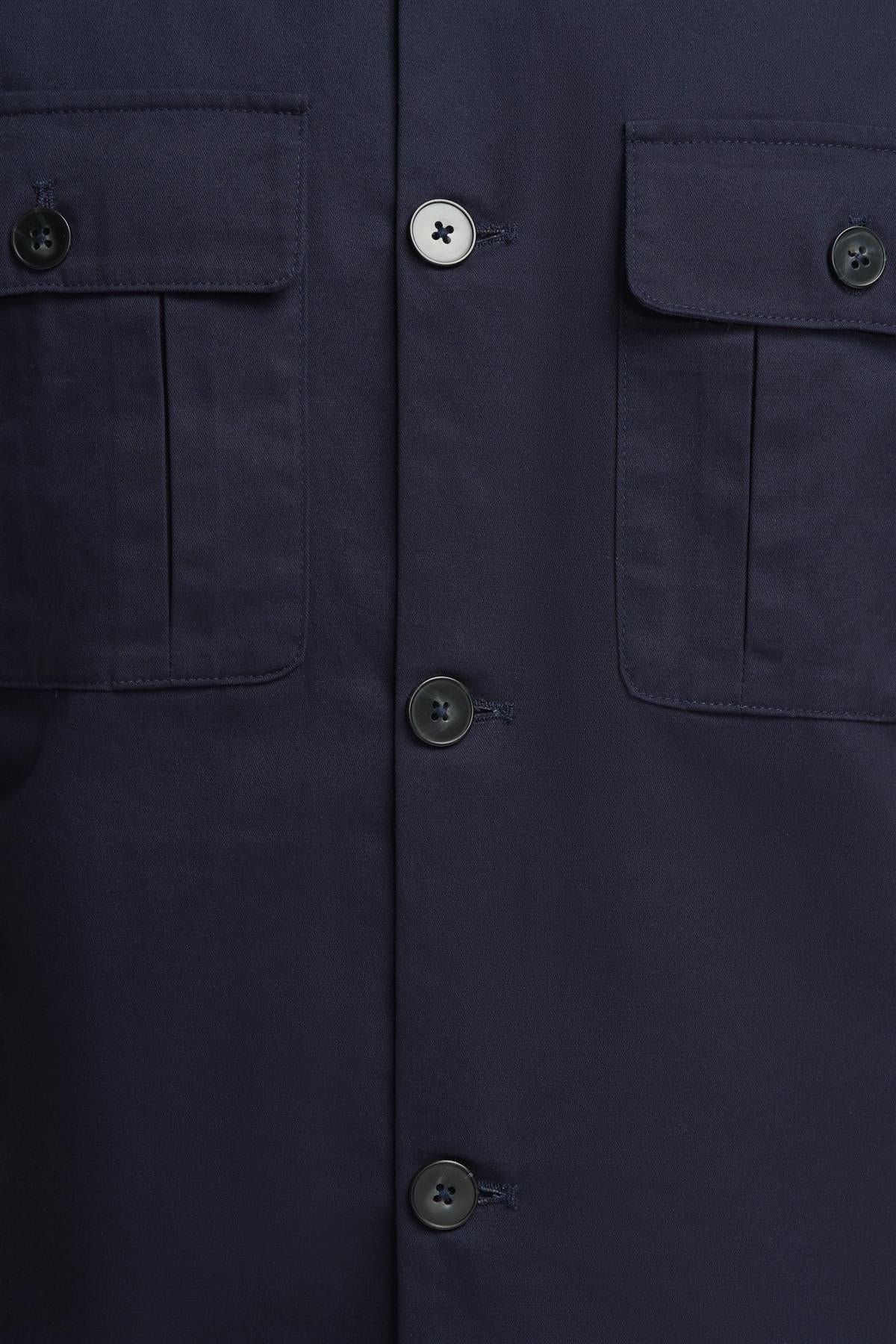 Men’s Regular Fit Cotton Overshirt - Acardi - Navy Blue - Image 6