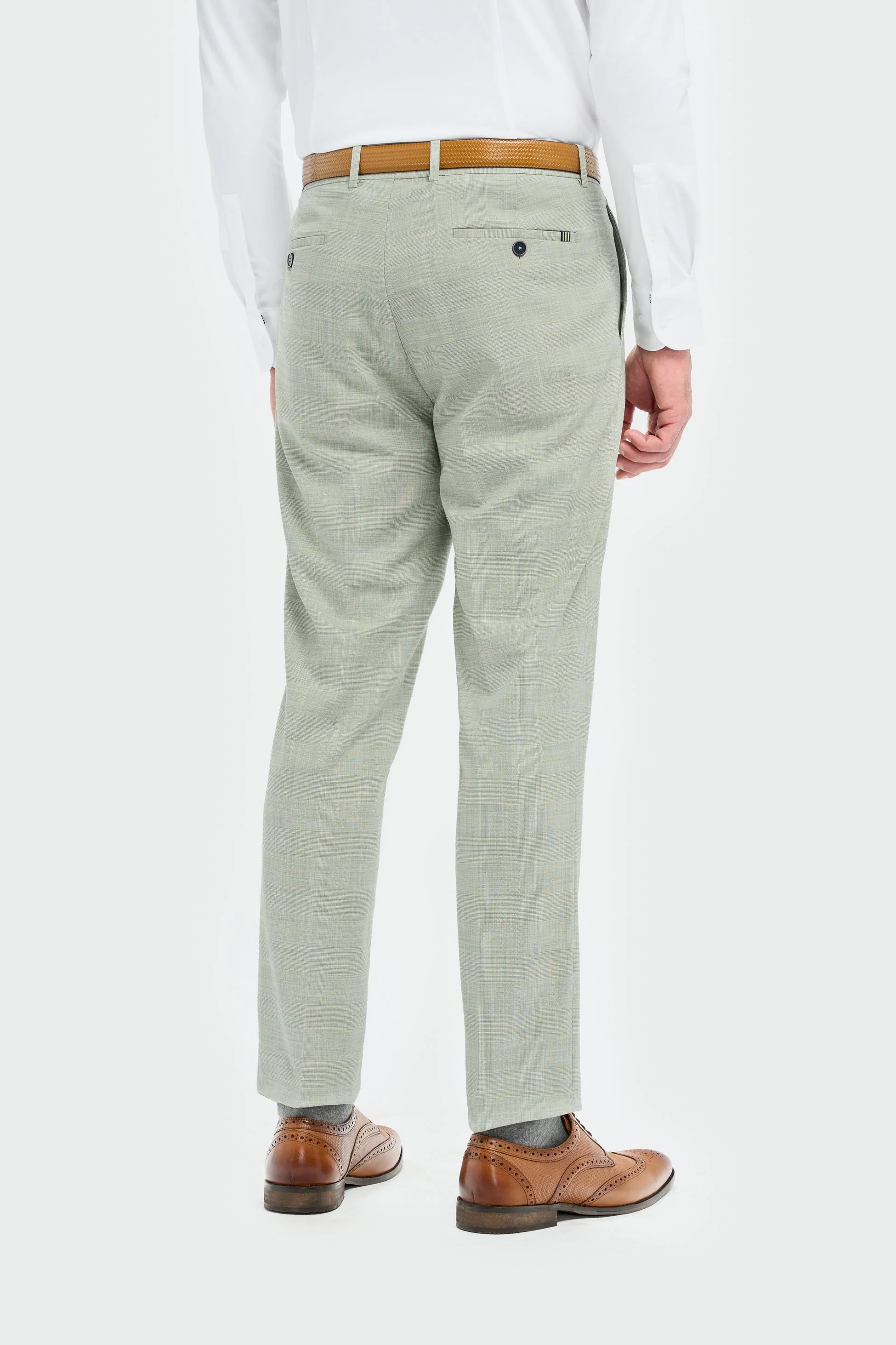 Men’s Sage Green Textured Trousers - Camden - Sage Green - Image 3