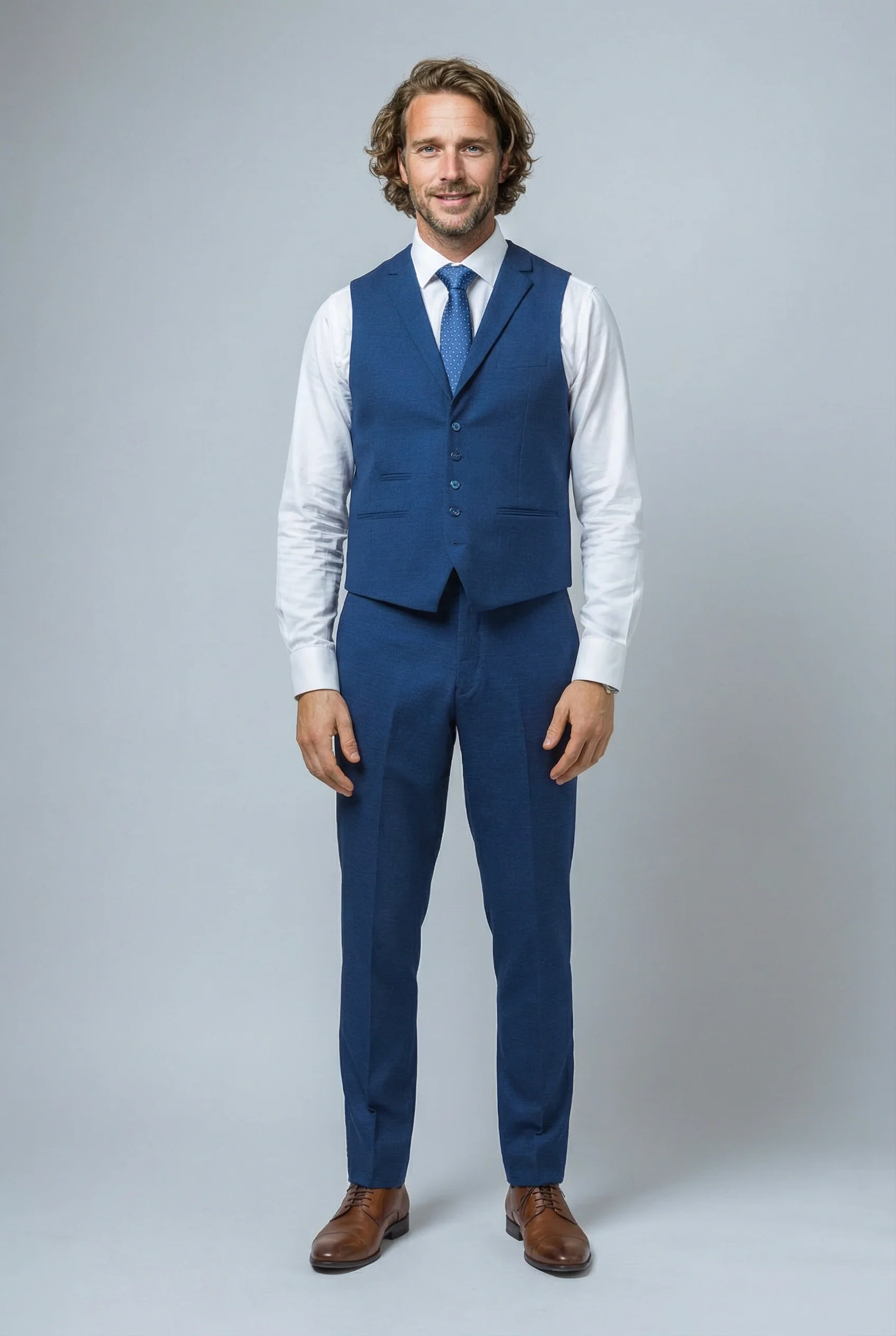 Men's Slim Fit Waistcoat - MATEO - Indigo Blue - Image 3