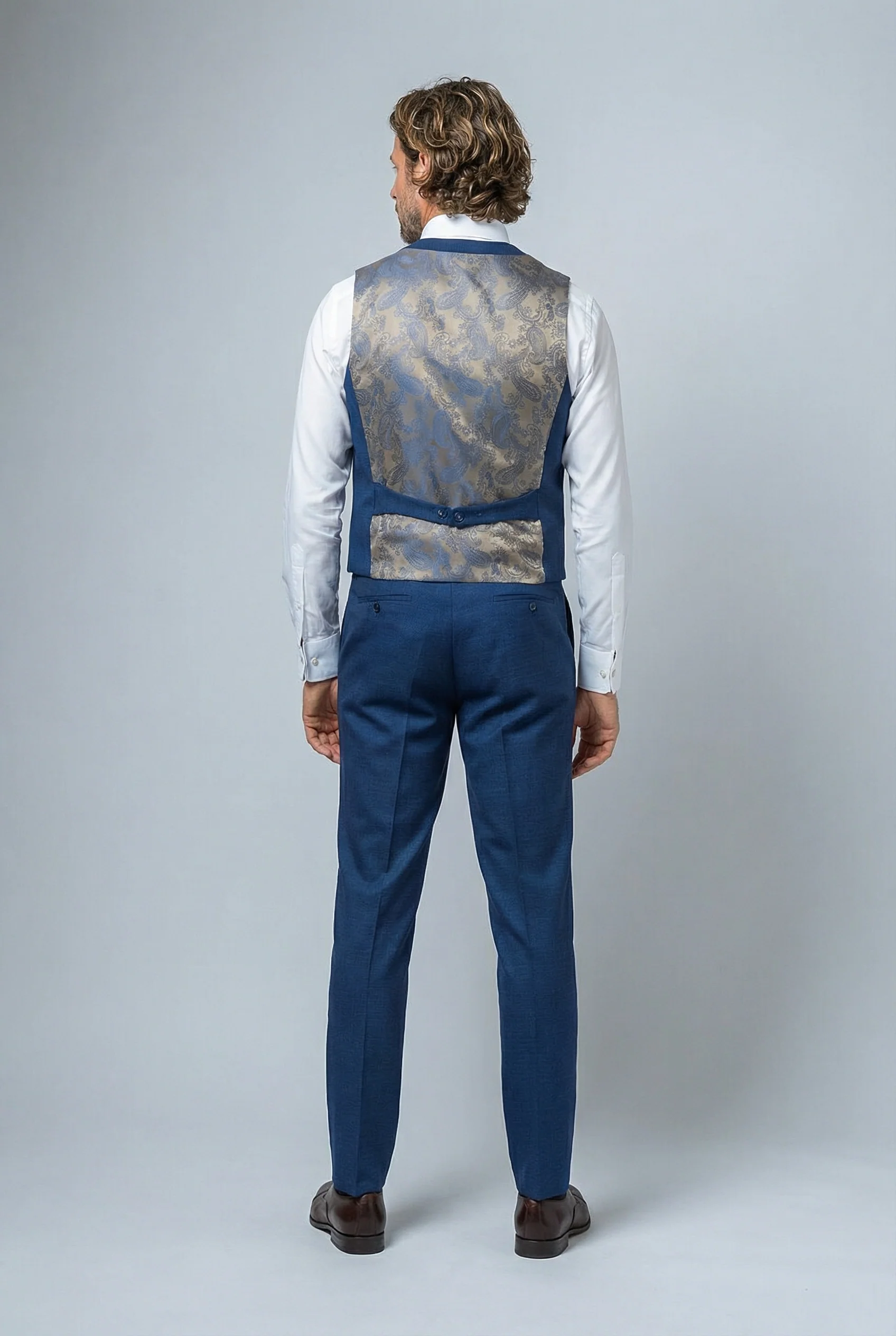 Men's Slim Fit Waistcoat - MATEO - Indigo Blue - Image 4