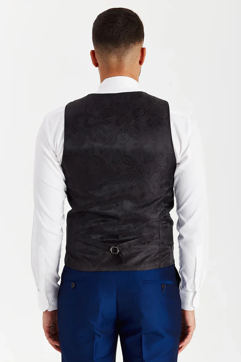 Men's Tailored Fit Sheen Effect Blue Suit - KINGSLEY - Royal Blue - Image 5