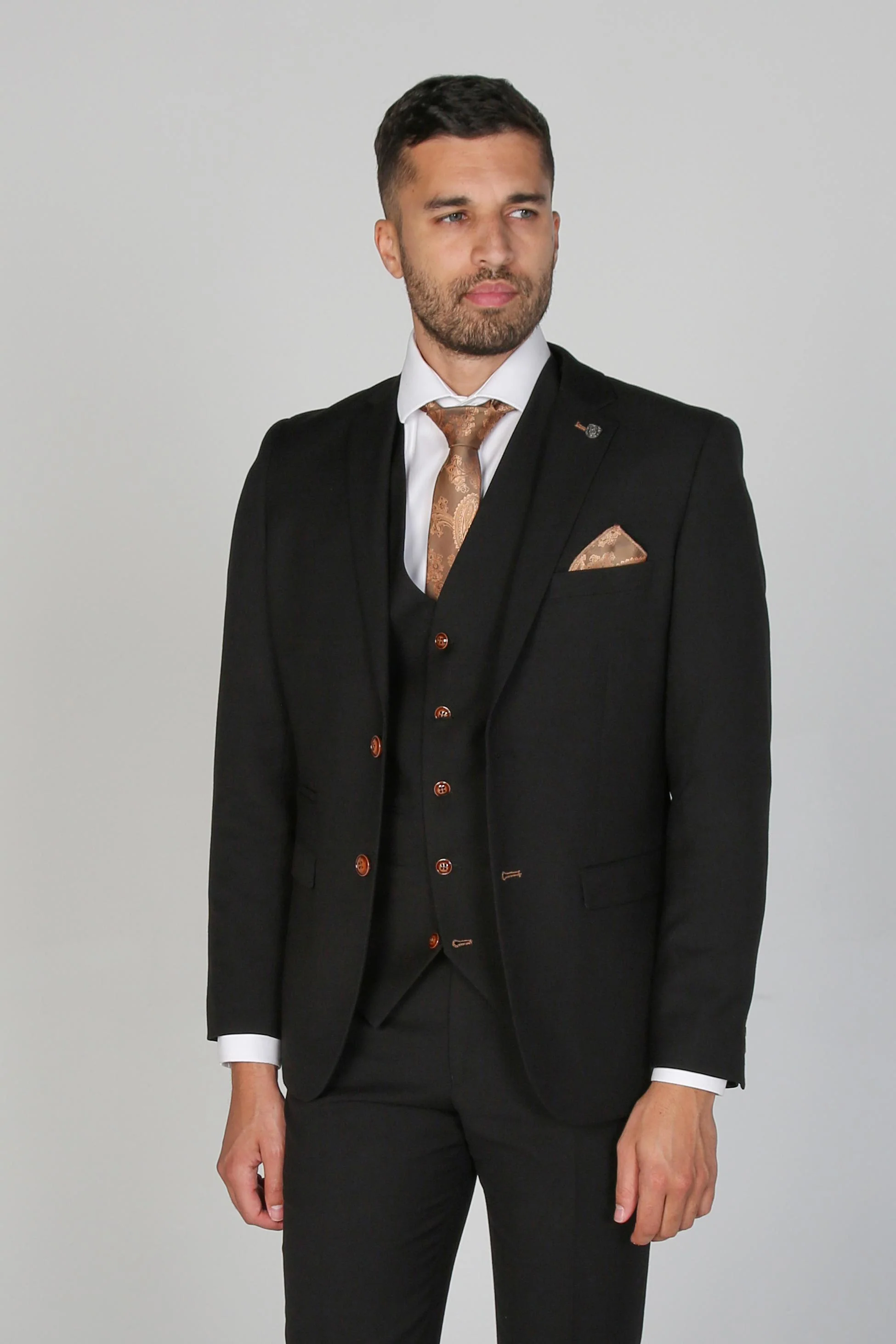 Men's Tailored Fit Formal Suit - MAYFAIR - Black - Image 3