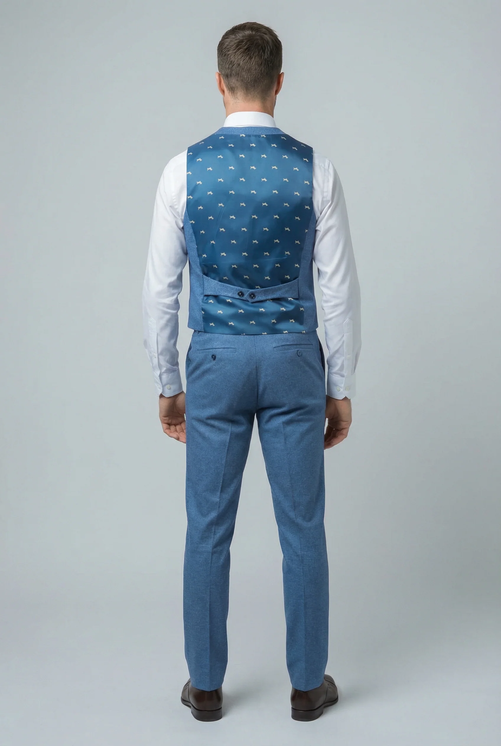 Men's Tweed Slim Fit Suit - JAXON - Yale Blue - Image 8