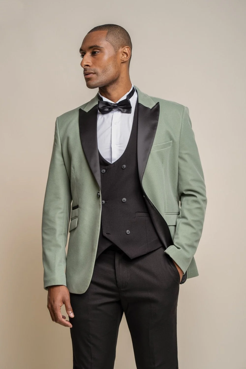Men's Slim Fit Velvet Tuxedo Blazer - ROSA - Jade Green