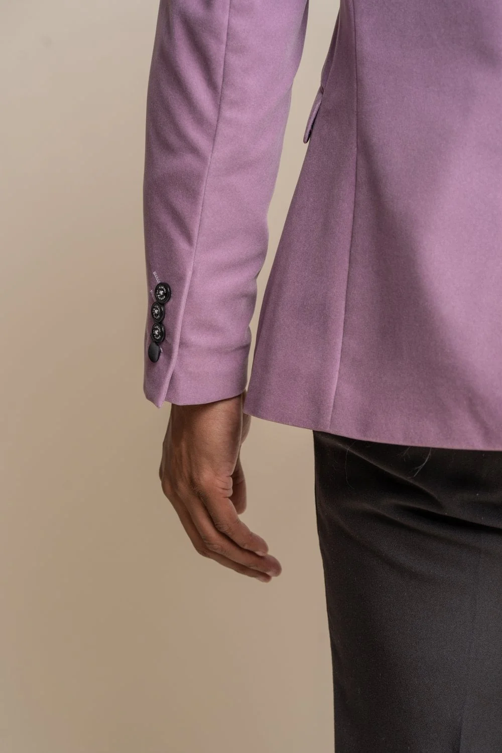 Men's Slim Fit Velvet Tuxedo Blazer - ROSA - Lavender - Image 4