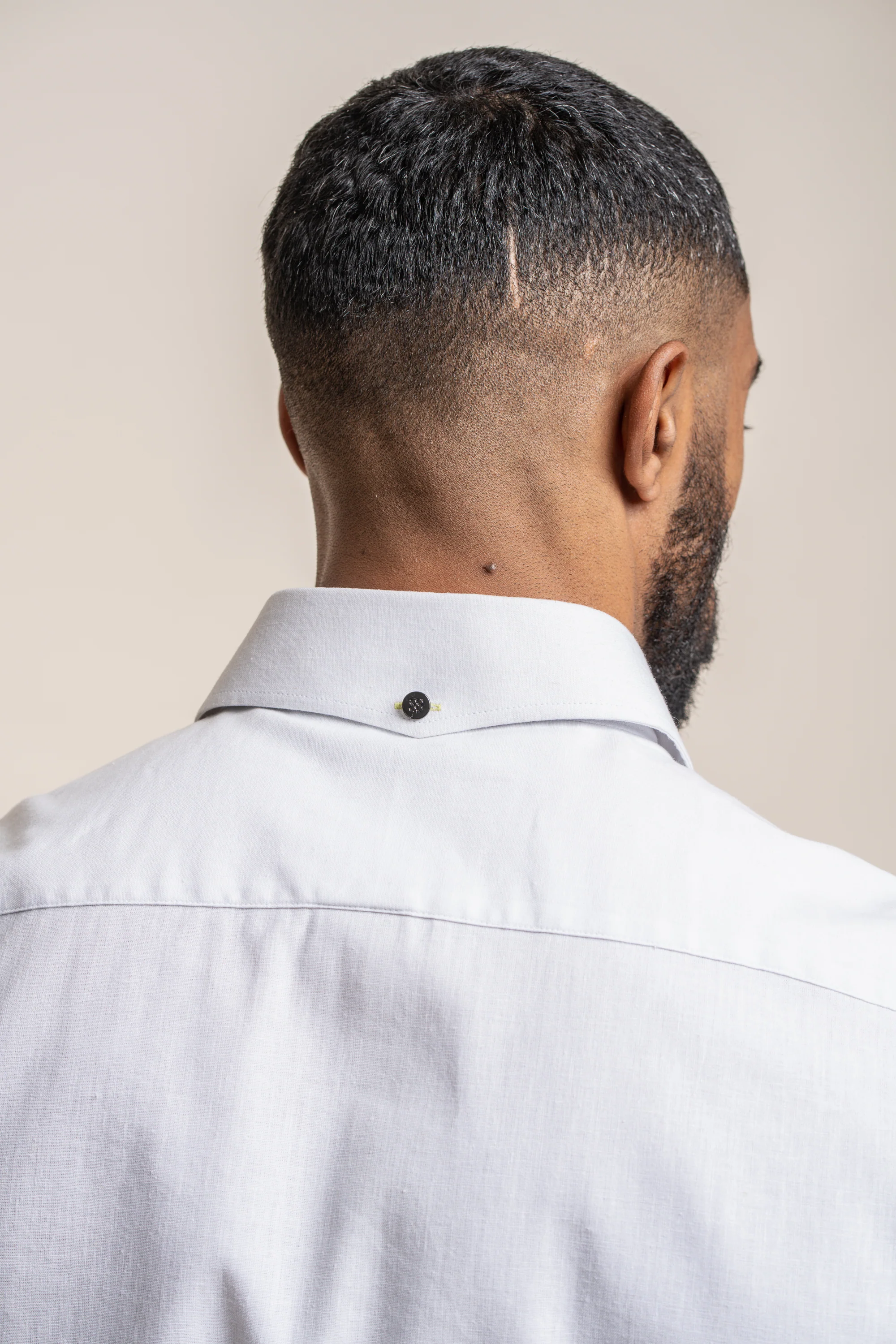 Men's Slim Fit Linen Blend Short Sleeve Shirt - FUEGO - White - Image 3